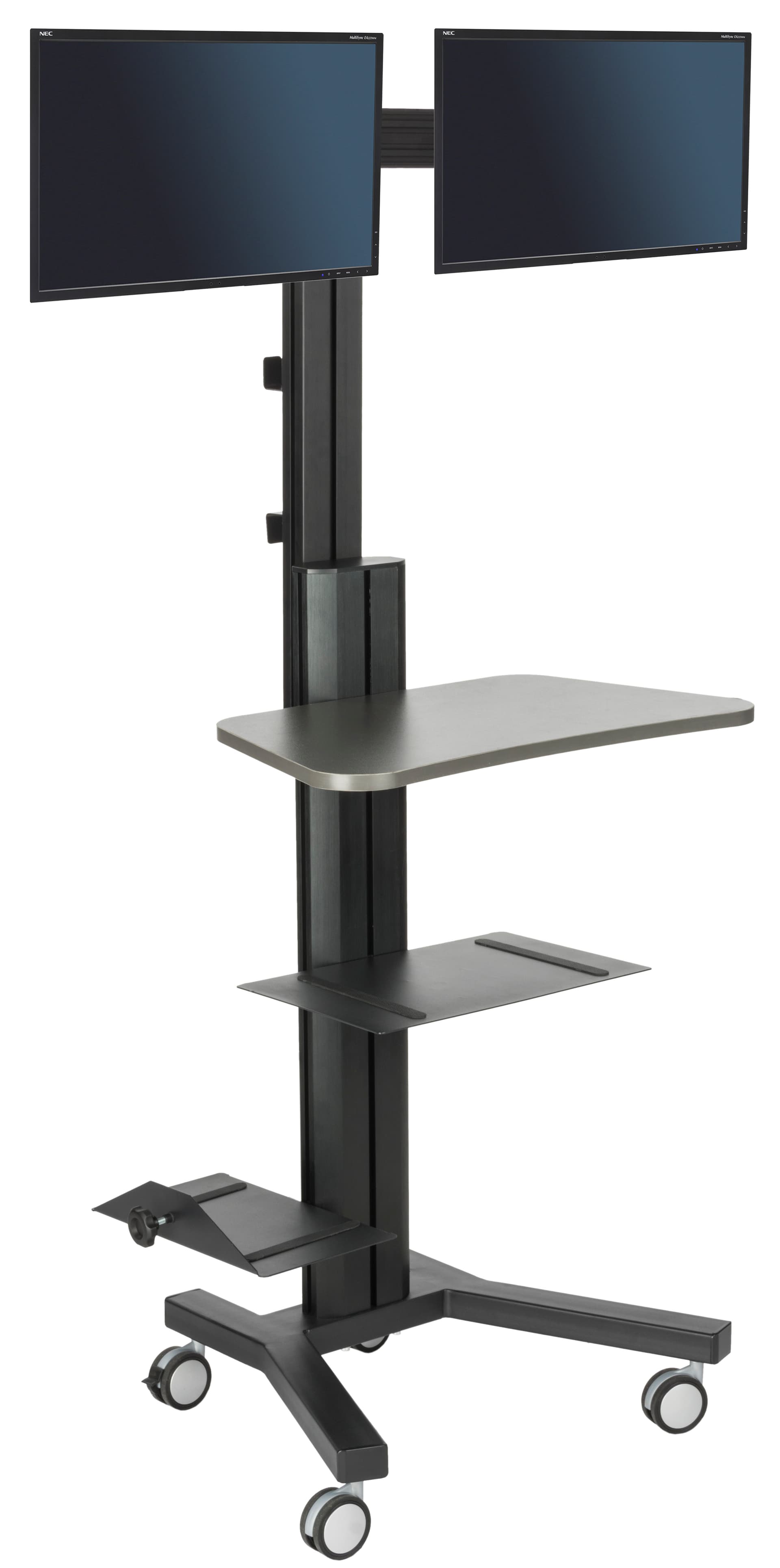 Anodized Multi-Monitor Standing Computer Cart