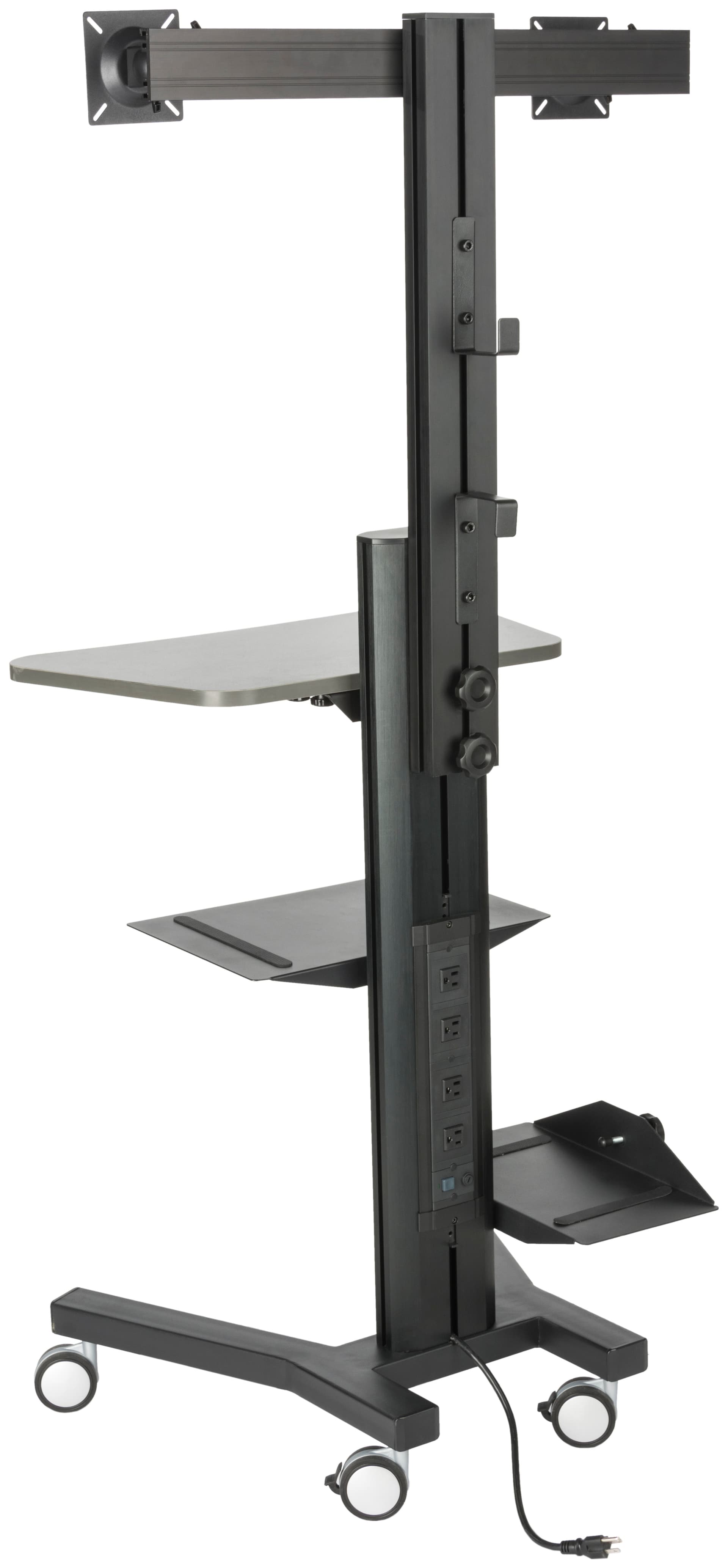 Multi-Monitor Standing Computer Cart, Wheeled Base