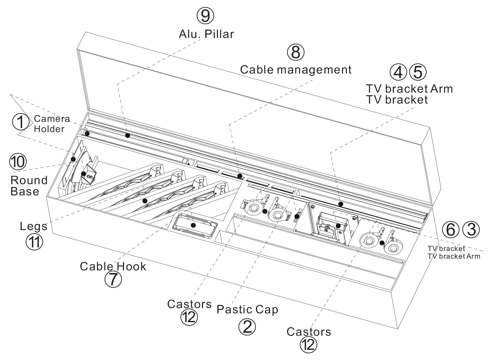 TV Stand with Storage Container for 30" - 60" Screens