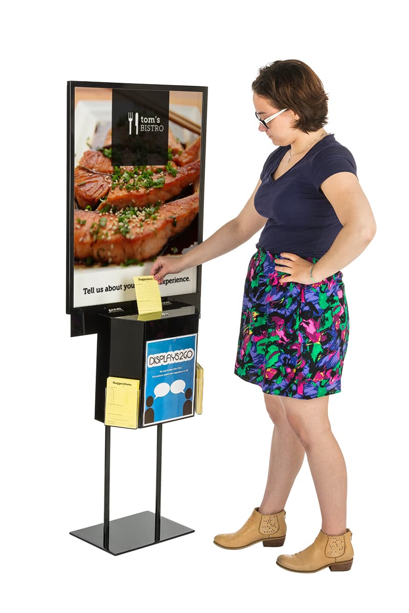 Steel Black Sign Stand with Sweepstakes Box