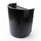 Curved Podium for Floor, Open Back with Shelving, Wheels - Black