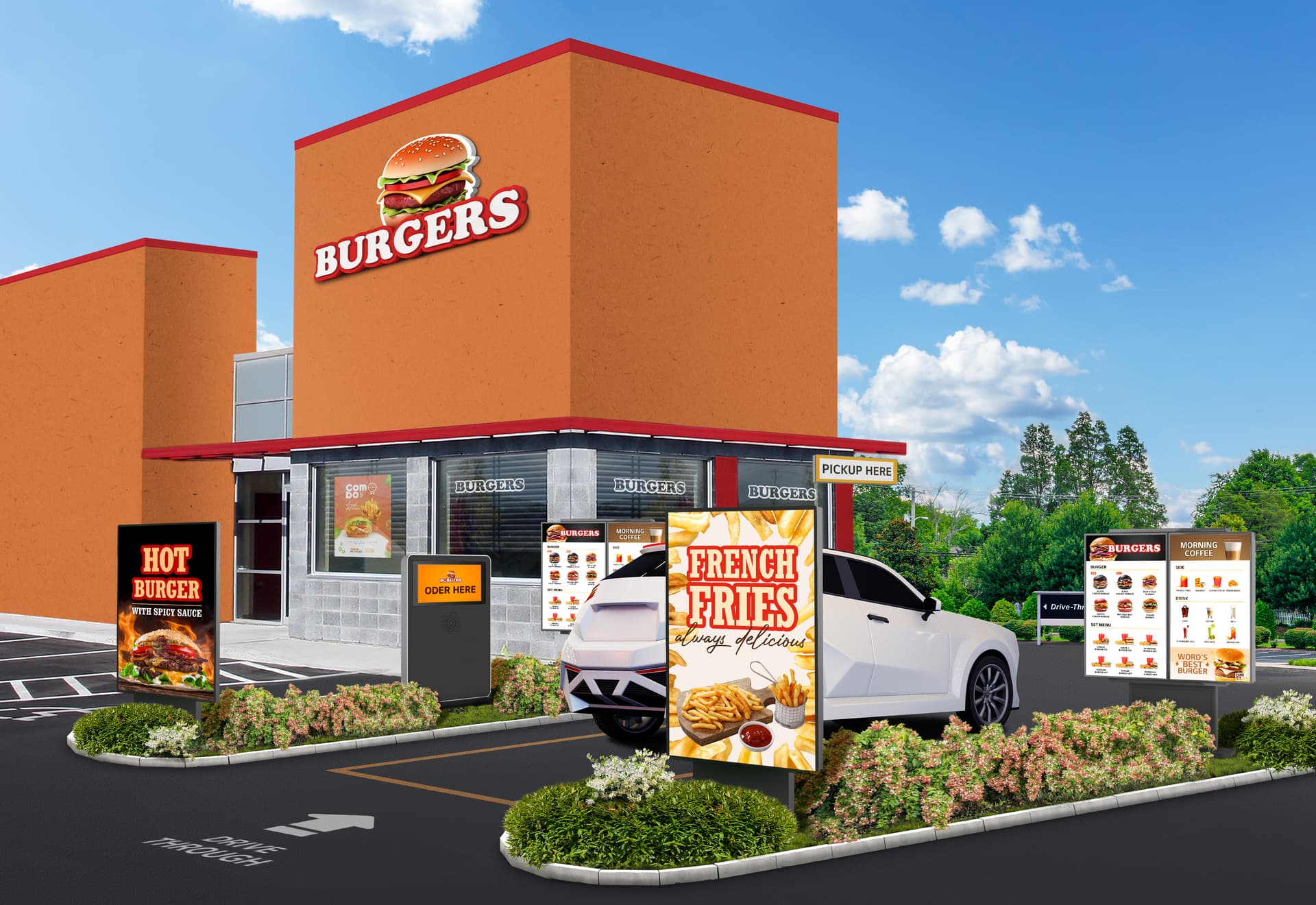 Outdoor digital signage display with a wide viewing angle 