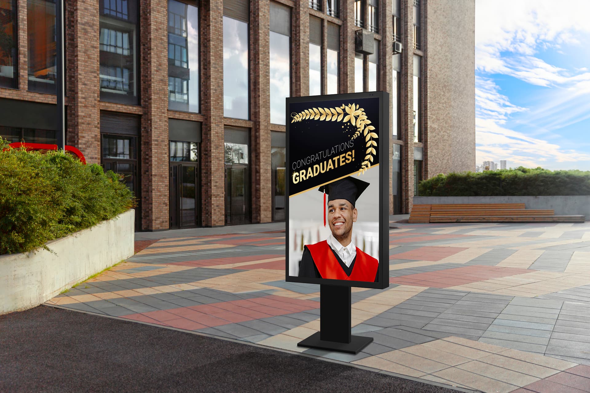 Outdoor digital signage display with IP56 weather resistant construction