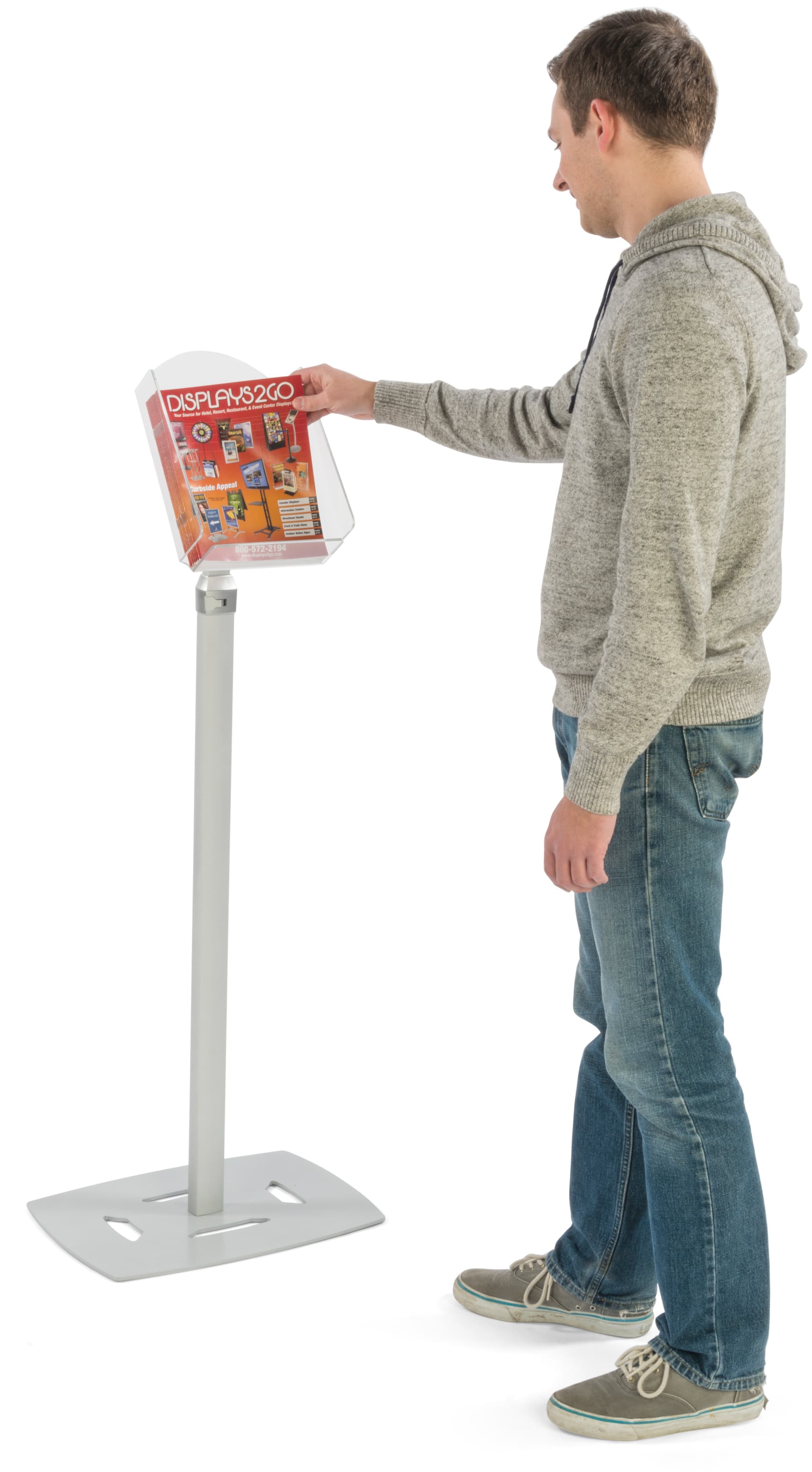 Silver Magazine Holder Rack with Acrylic Pocket
