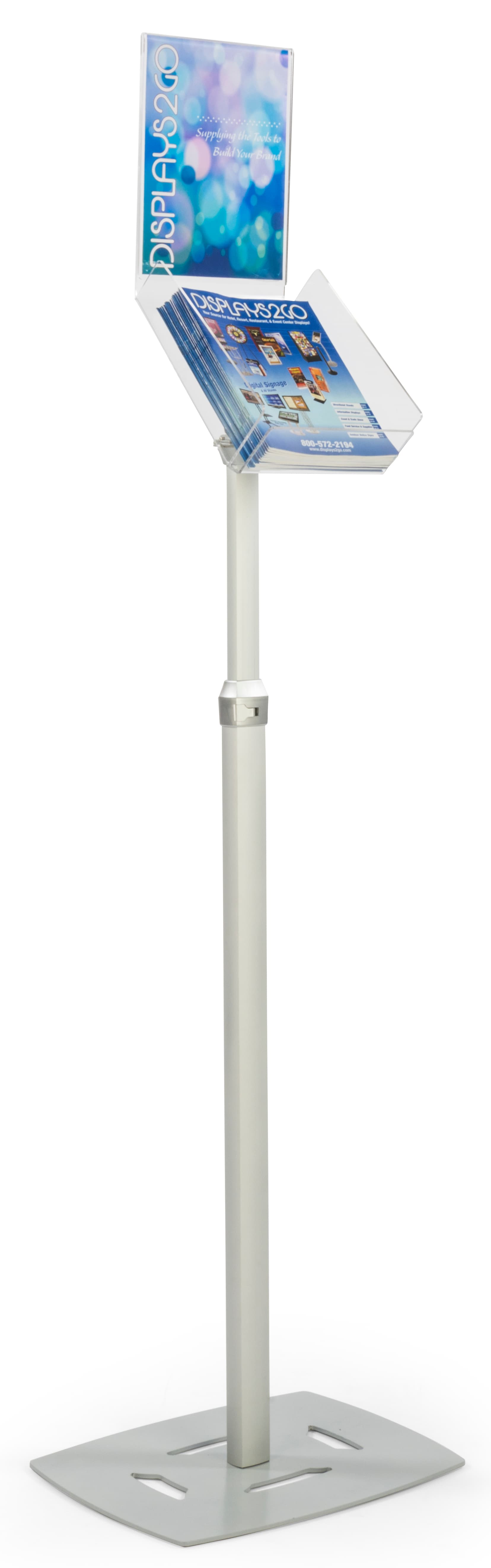 Height Adjustable Silver Magazine Tray Stand