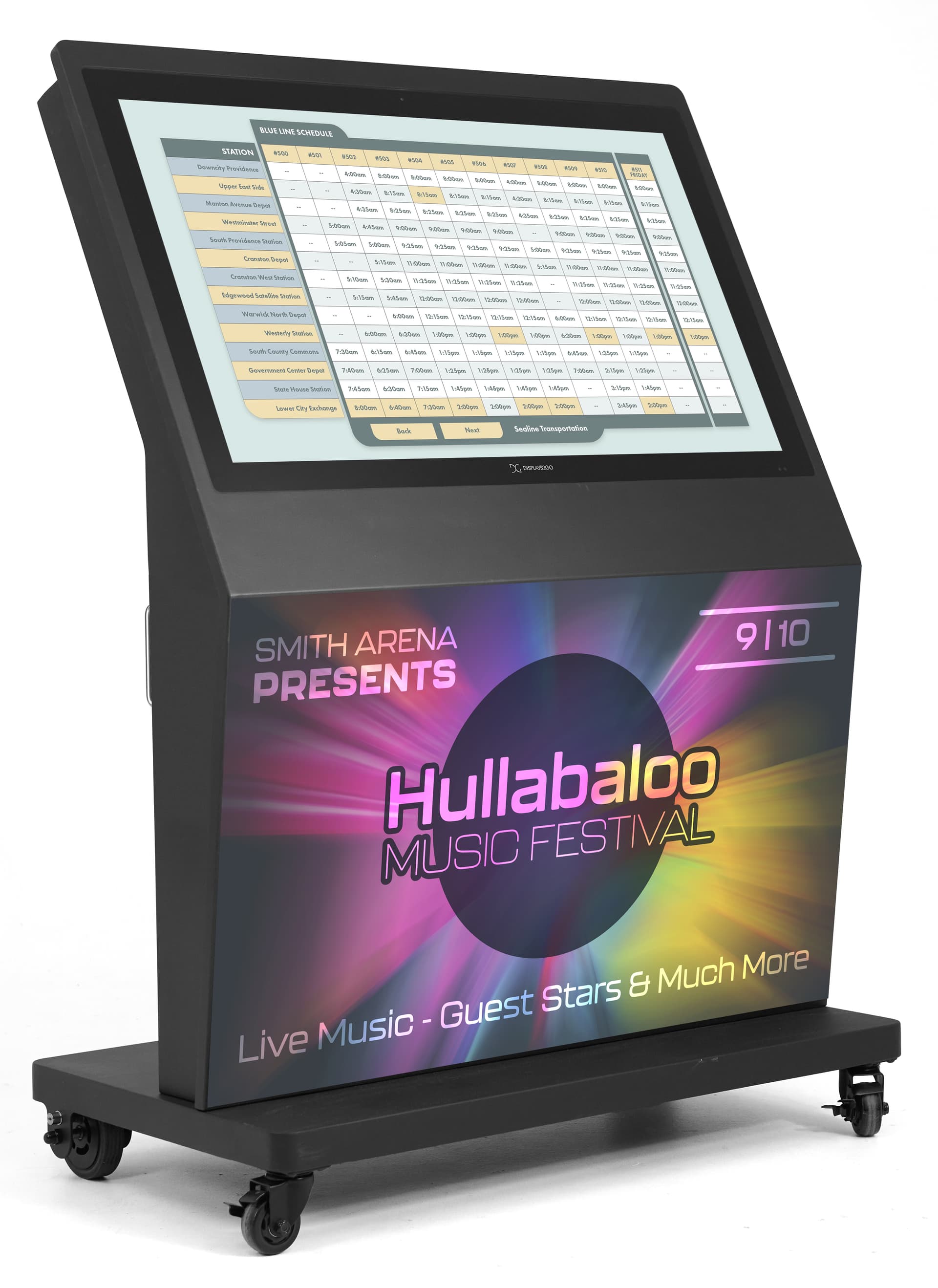 Magnetic Graphic for DW043TLGC being showcased on the front of the 43 inch outdoor touch screen kiosk