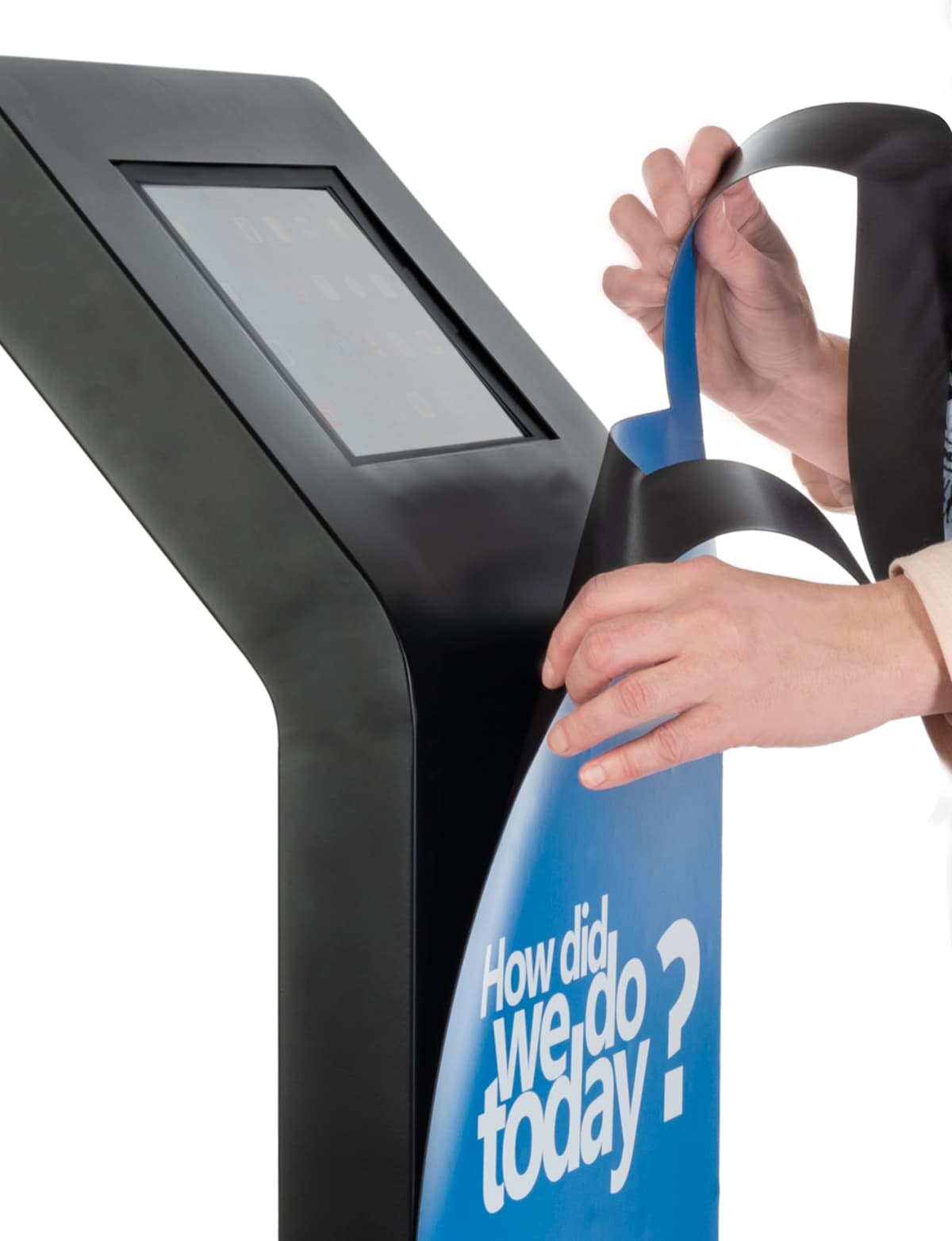 Custom magnetic kiosk graphics for 9.7 IPGRAND Series tablet stands with easy application and removal
