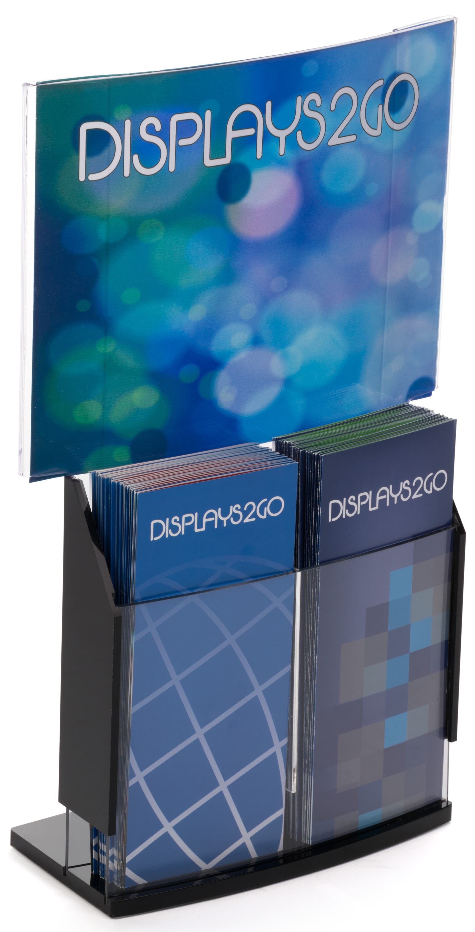 Convex Sign Holder & Brochure Display with Black Base