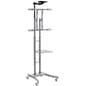 TV Stand with AV Shelf, Fits Monitors 32 to 65", w/ Camera Shelf –Silver