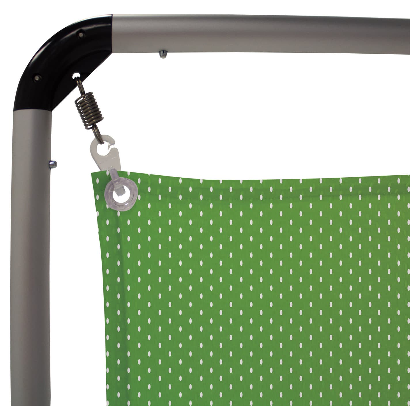 Outdoor vertical banner stand with tension corner springs 