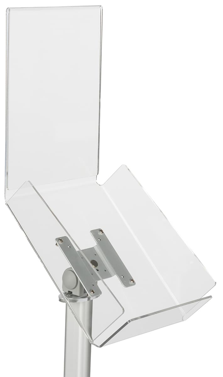 Lobby magazine and sign stand with three inch deep pocket