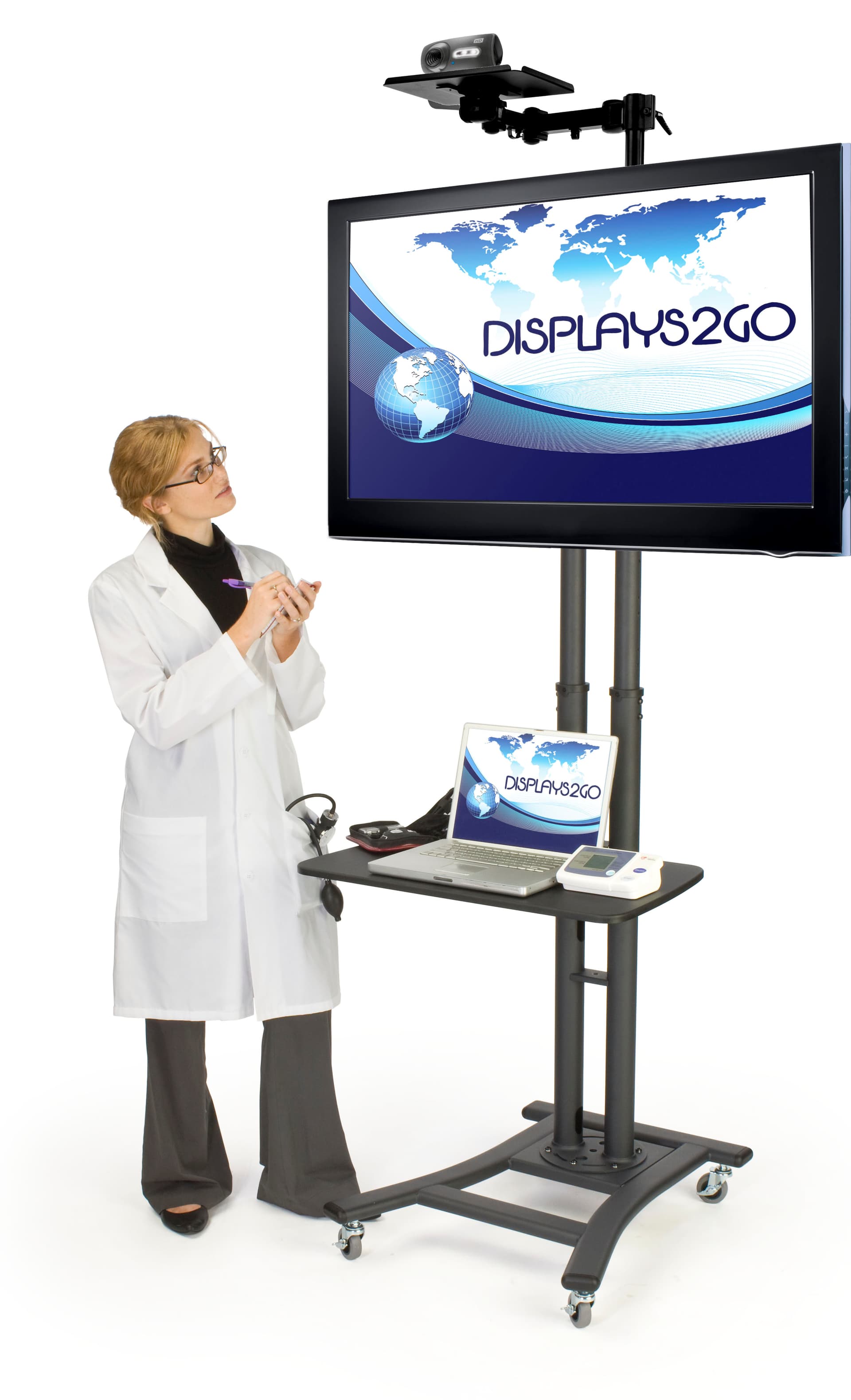 Black Teleconferencing TV Stand is Great for Offices