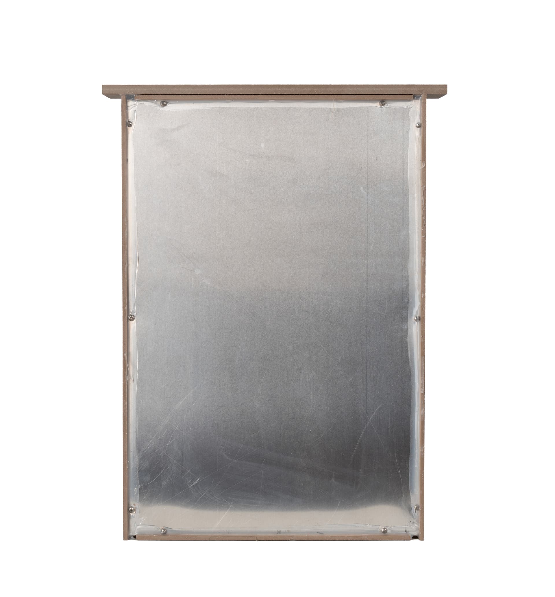 Outdoor menu display case showing the back of the unit