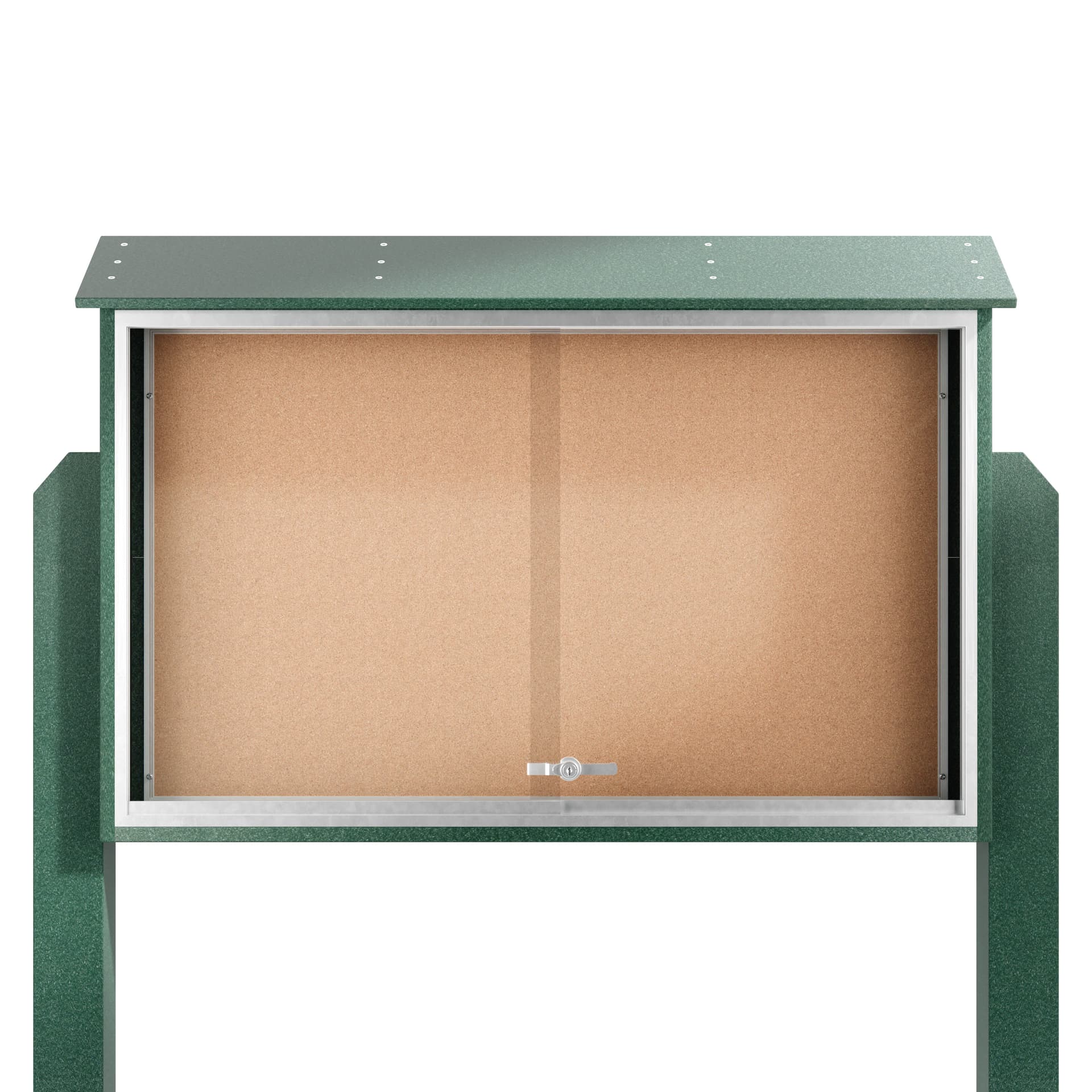 Outdoor bulletin board with posts with self healing cork boards