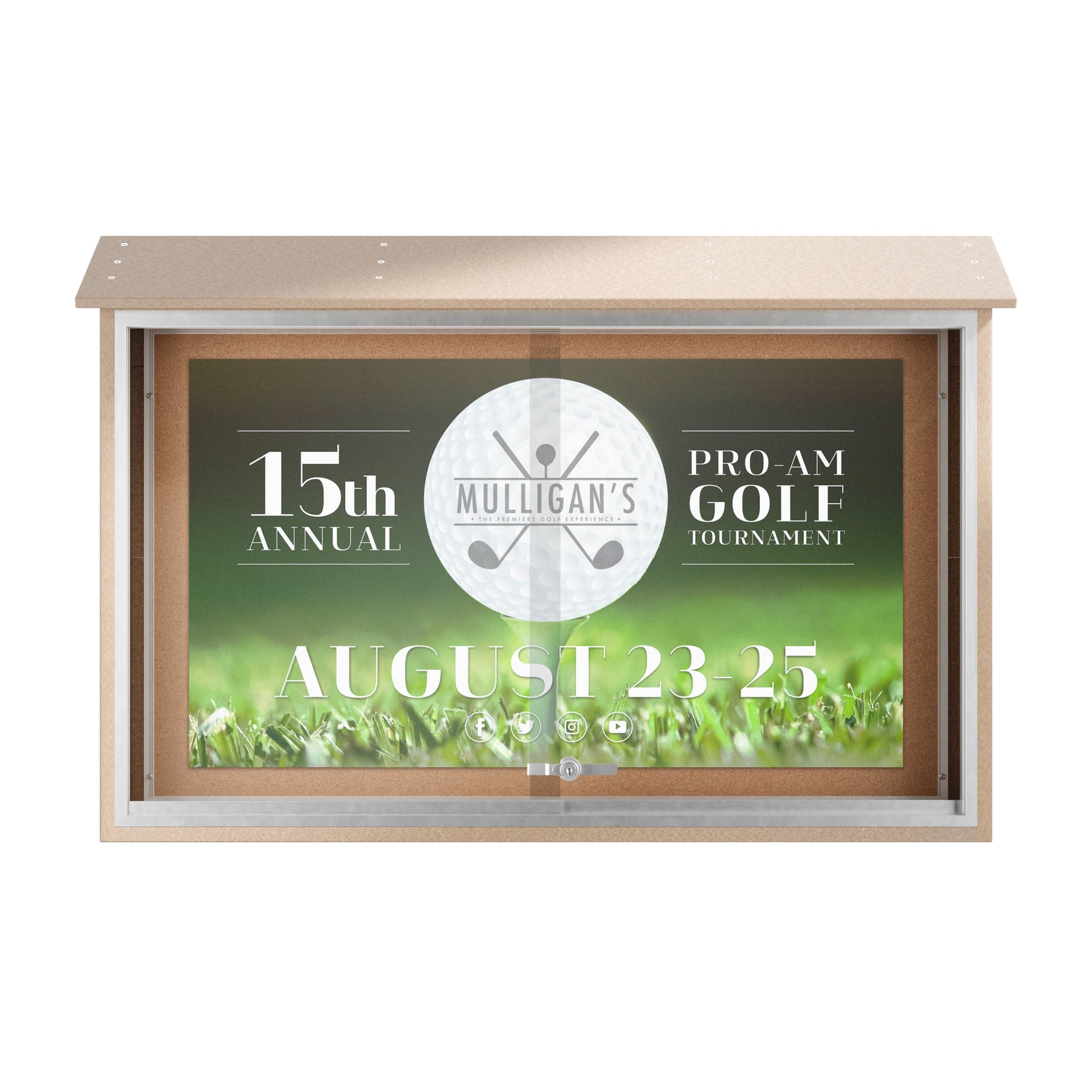 Outdoor bulletin board showcasing a country club announcement graphic