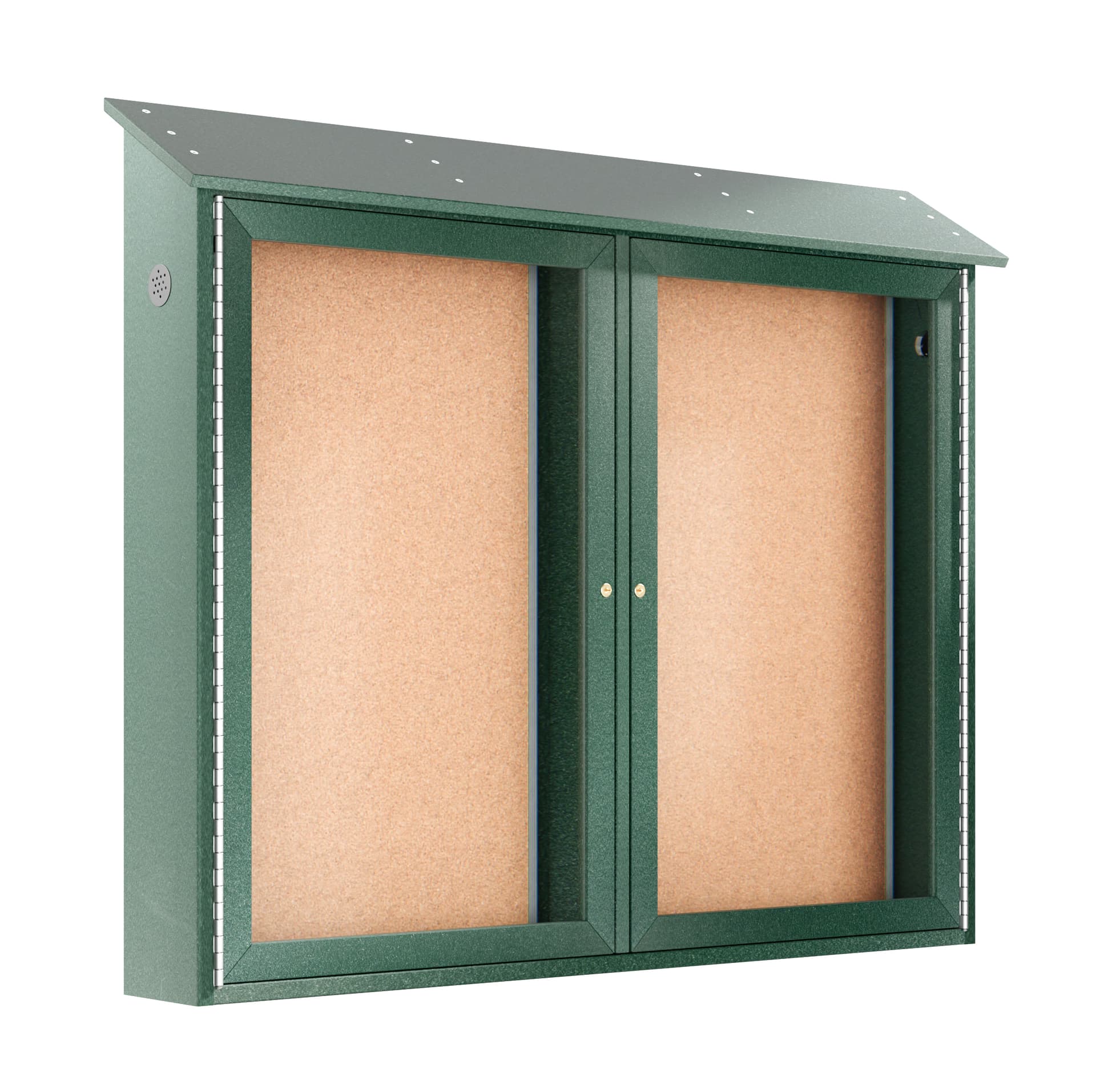 Outdoor enclosed bulletin board with a common wall mounted placement