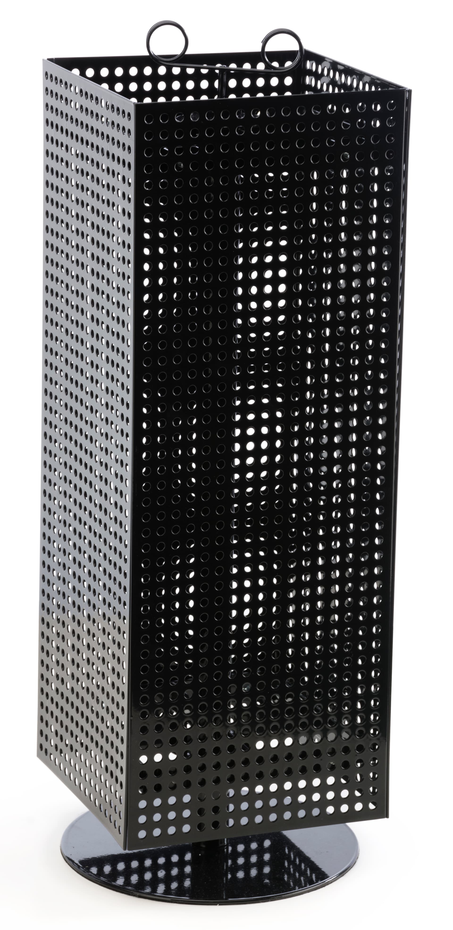 Black Pegboard Display Stand with Round Base