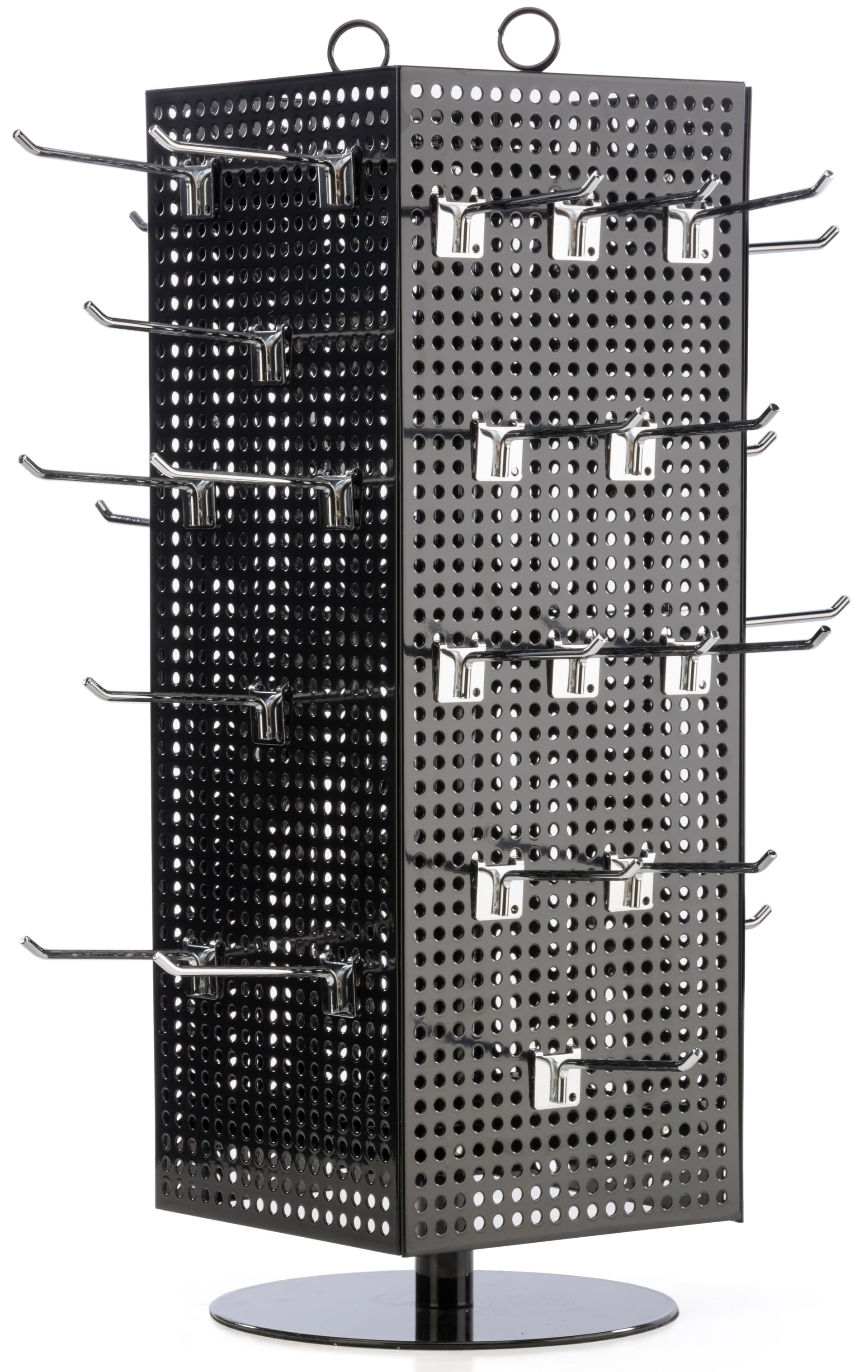 Black Pegboard Display Stand with Sign Holder