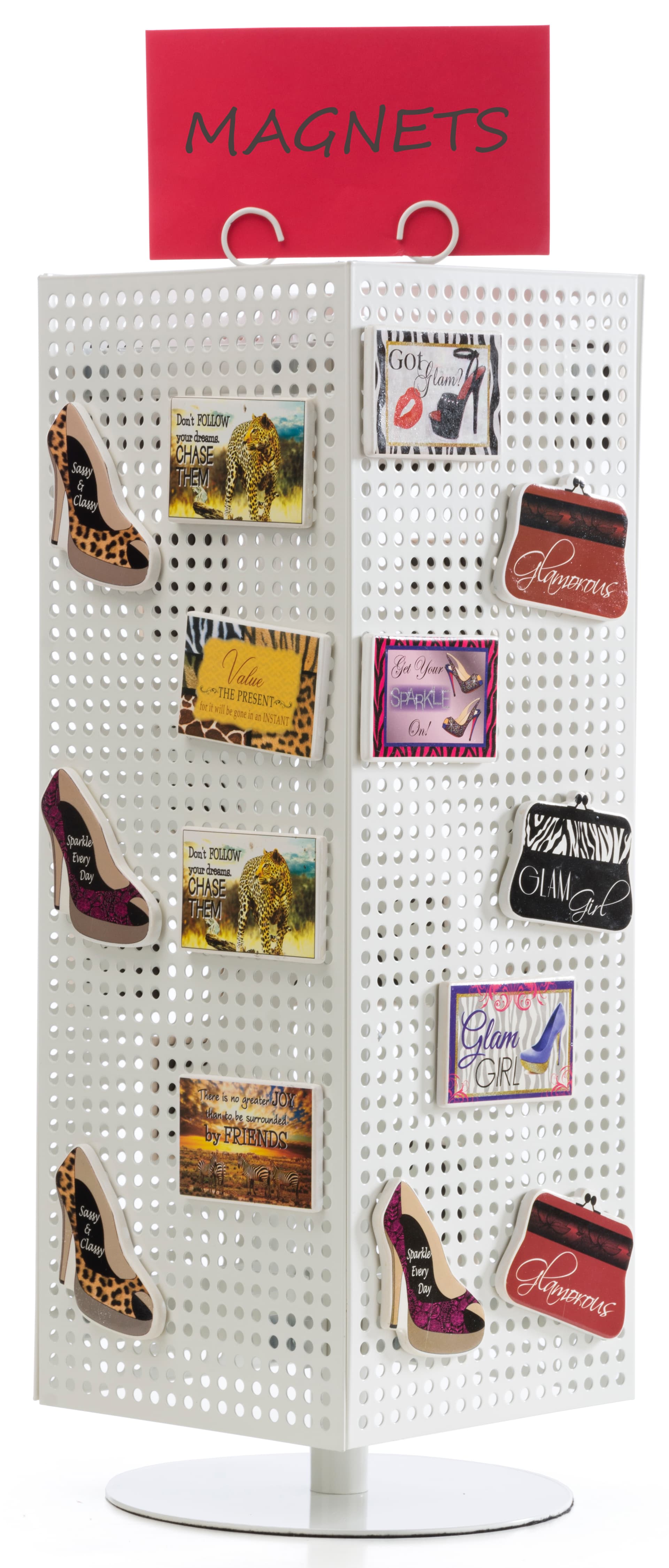Counter Pegboard Display with Chrome Hooks - Magnetic