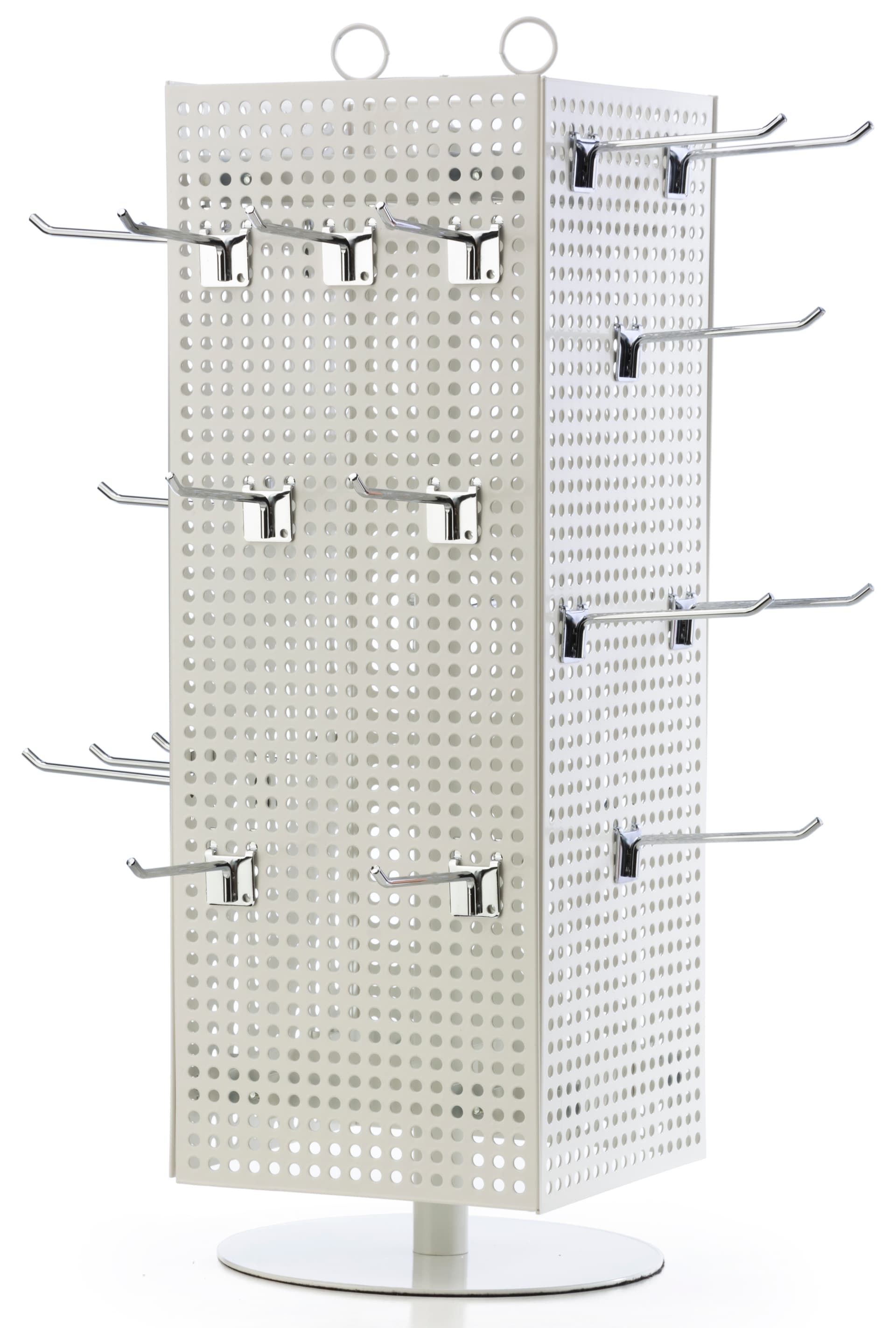 Counter Pegboard Display with Chrome Hooks for Retail Use