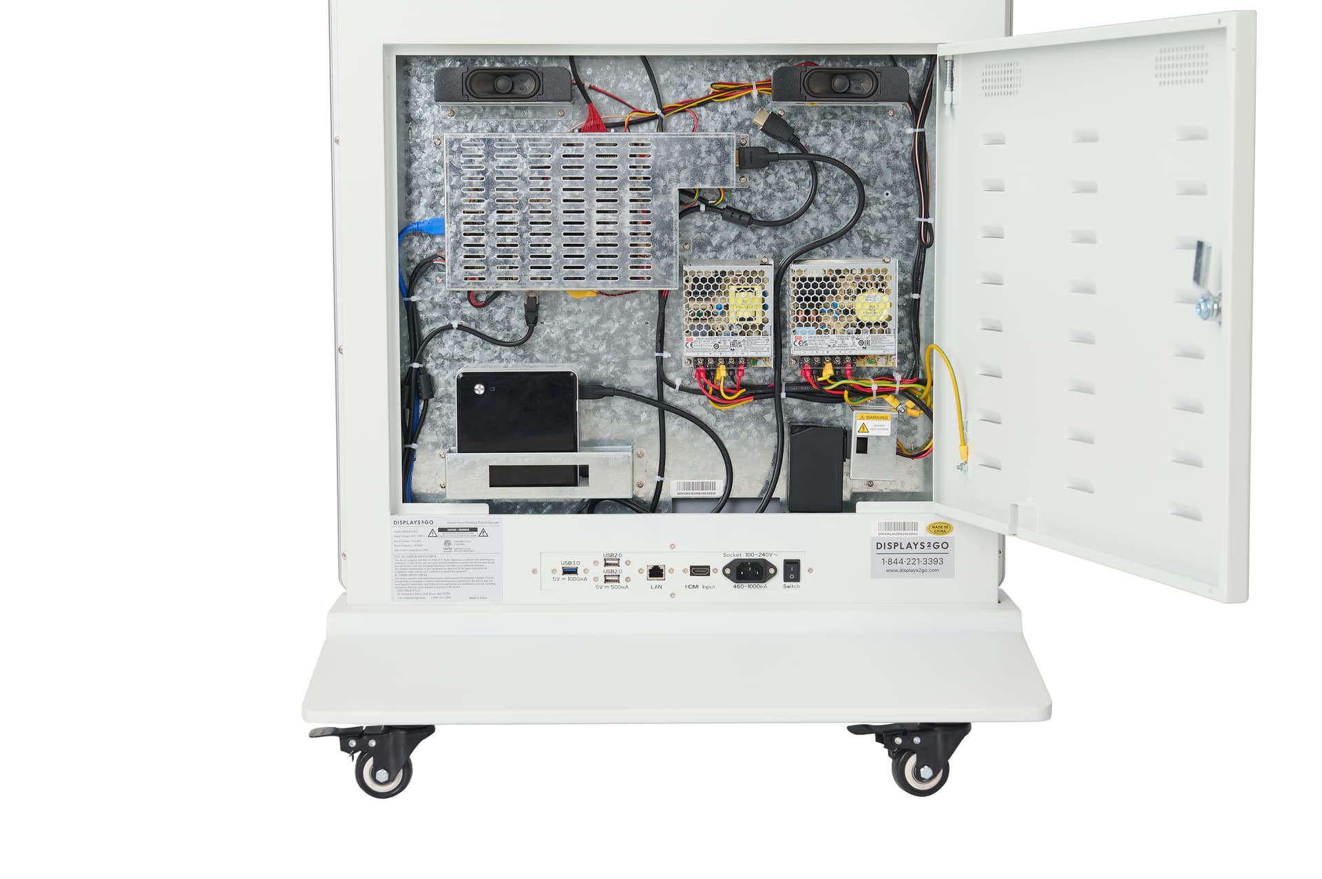 Advertising Multimedia Kiosk with built-in storage for media players