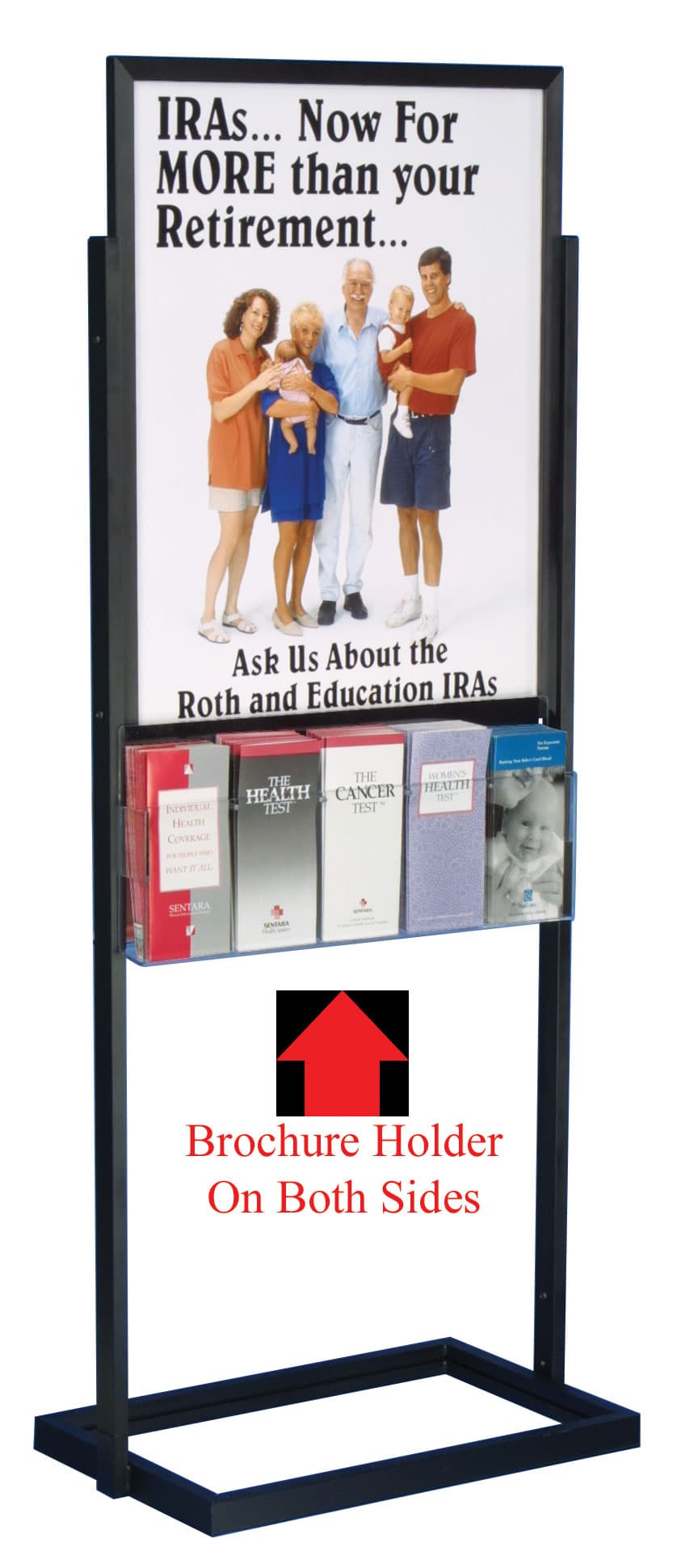 Poster Dipslay Fixture Black Double-Sided With 10 Brochure Holders