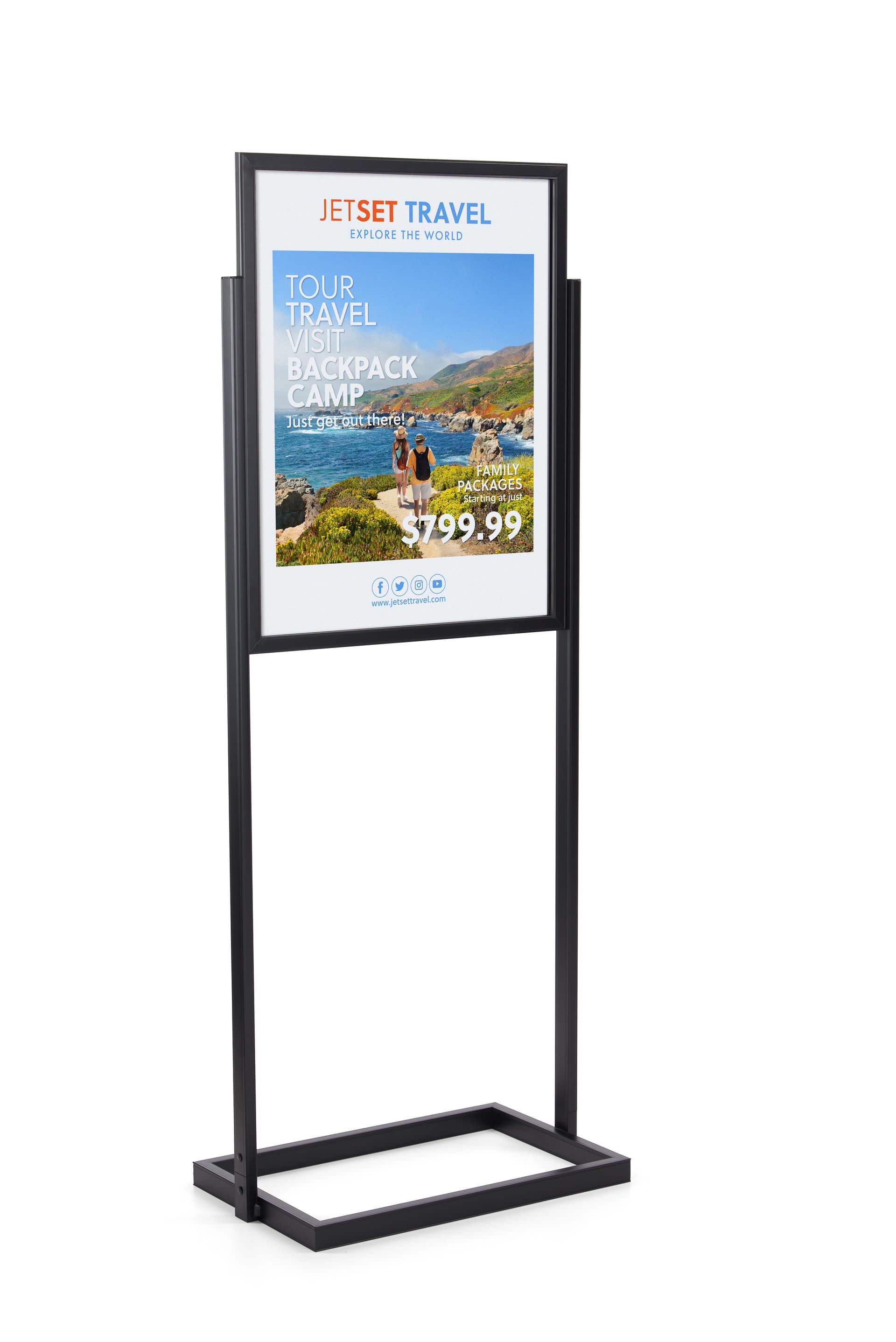 Poster stand with stable base
