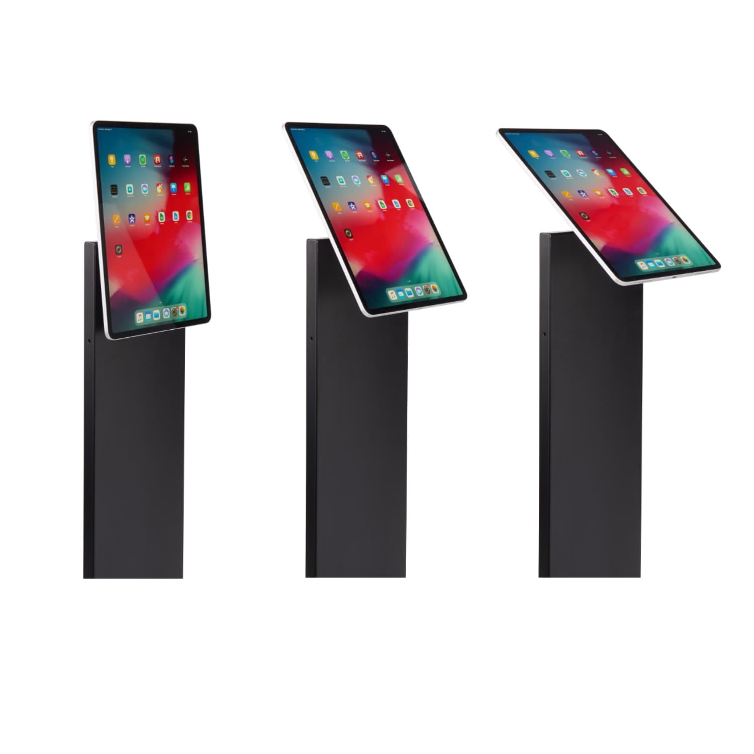 Magnetic tablet kiosk stand with adjustable screen mount