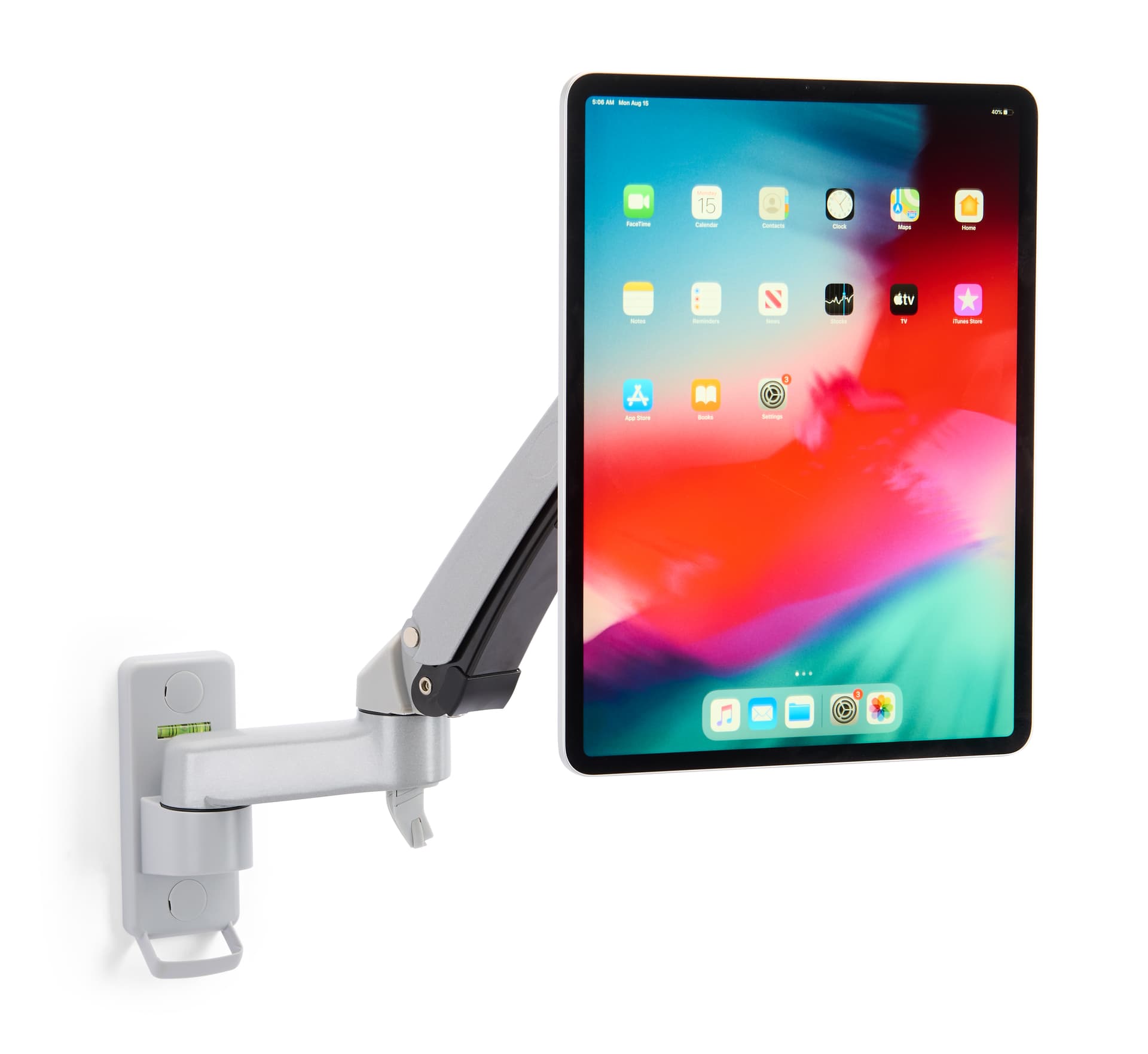 Articulating arm tablet mount with swiveling design