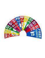 Satin photo printed custom prize wheel inserts for PWMINIBLK / PWMINIBLED  