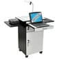 Media Cart with Locking Cabinet, Pull-Out Keyboard Tray, Locking Wheels - Black, Gray