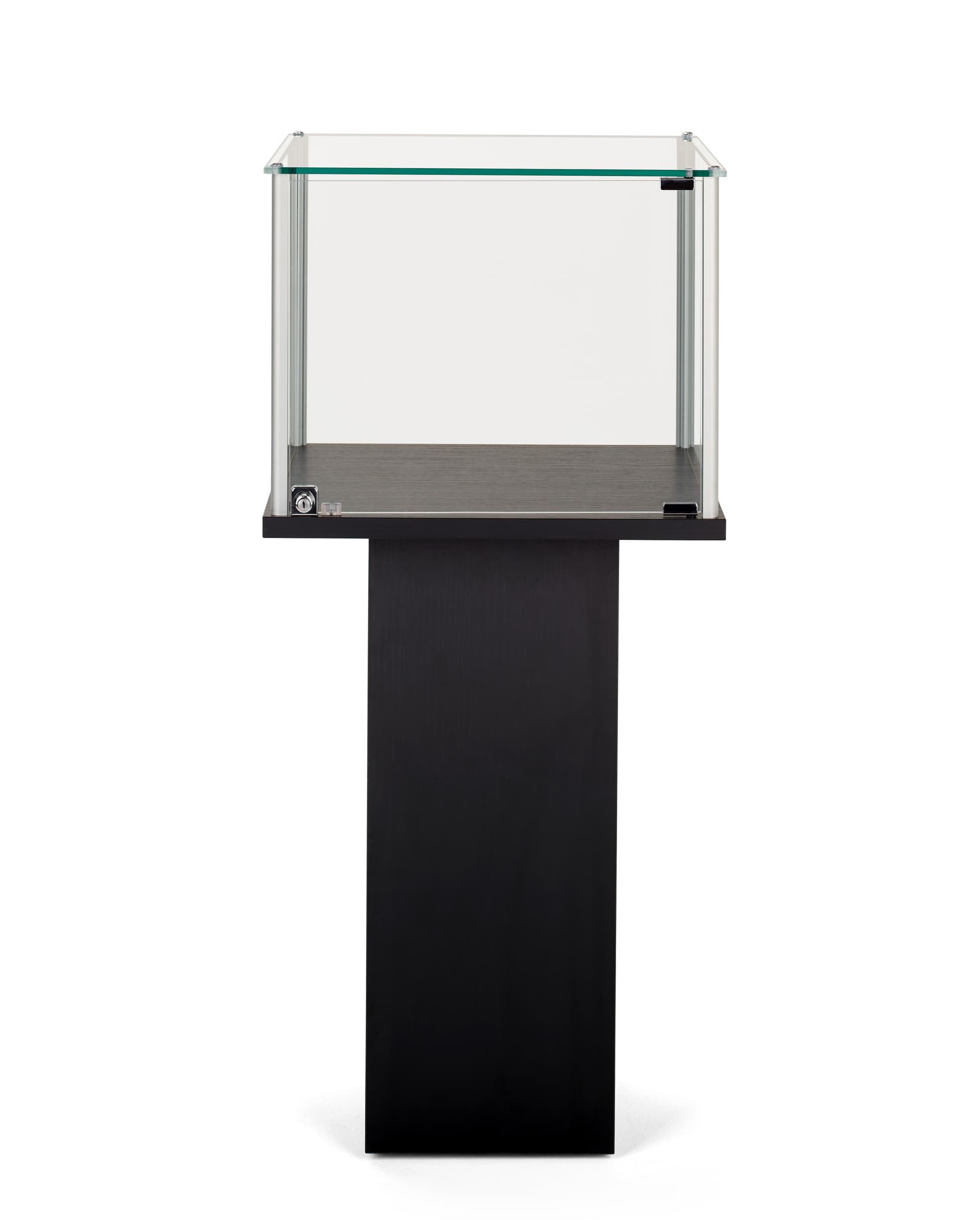 Pedestal showcase with lockable doors