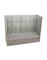 Display counter with barnwood finish