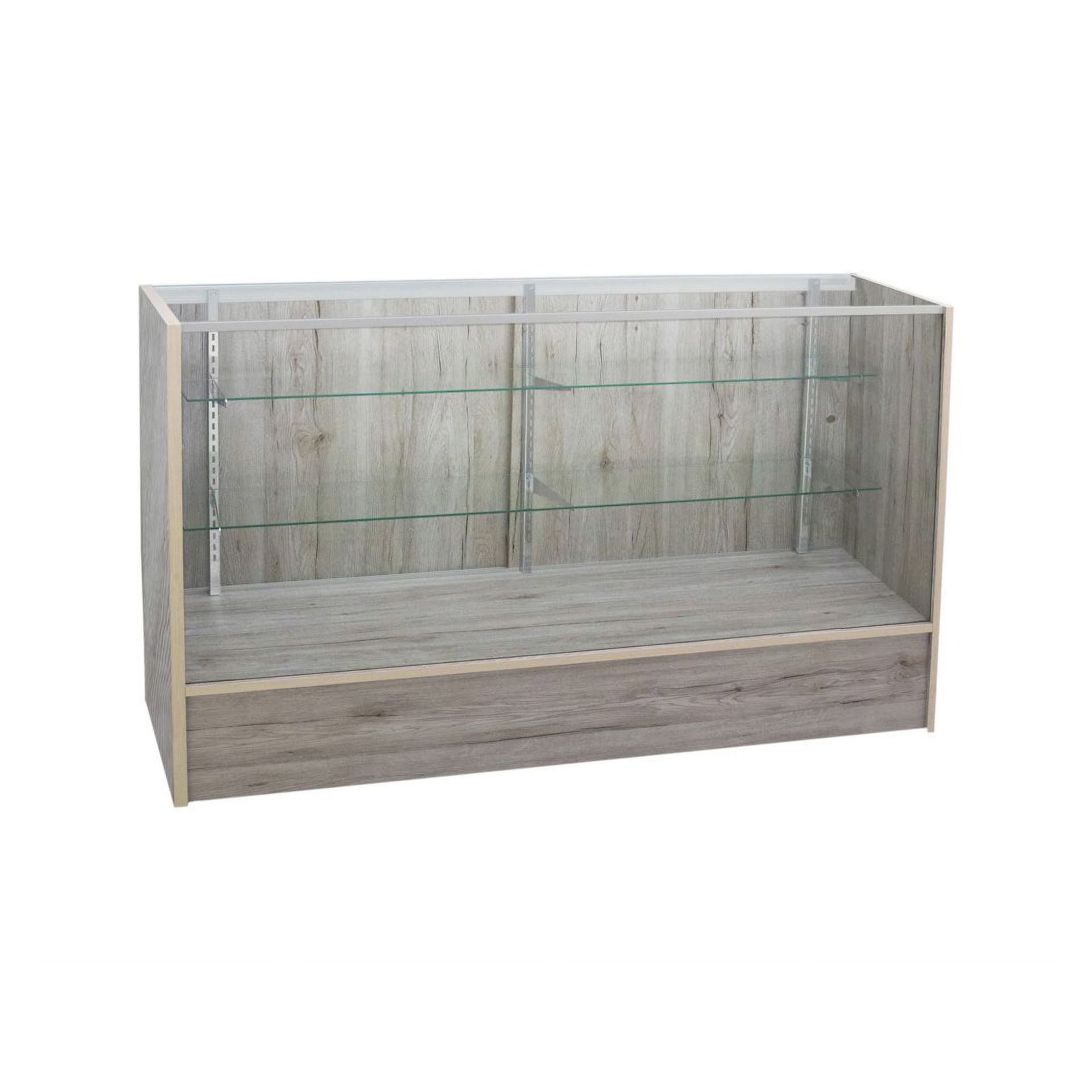 Display counter with two adjustable shelves