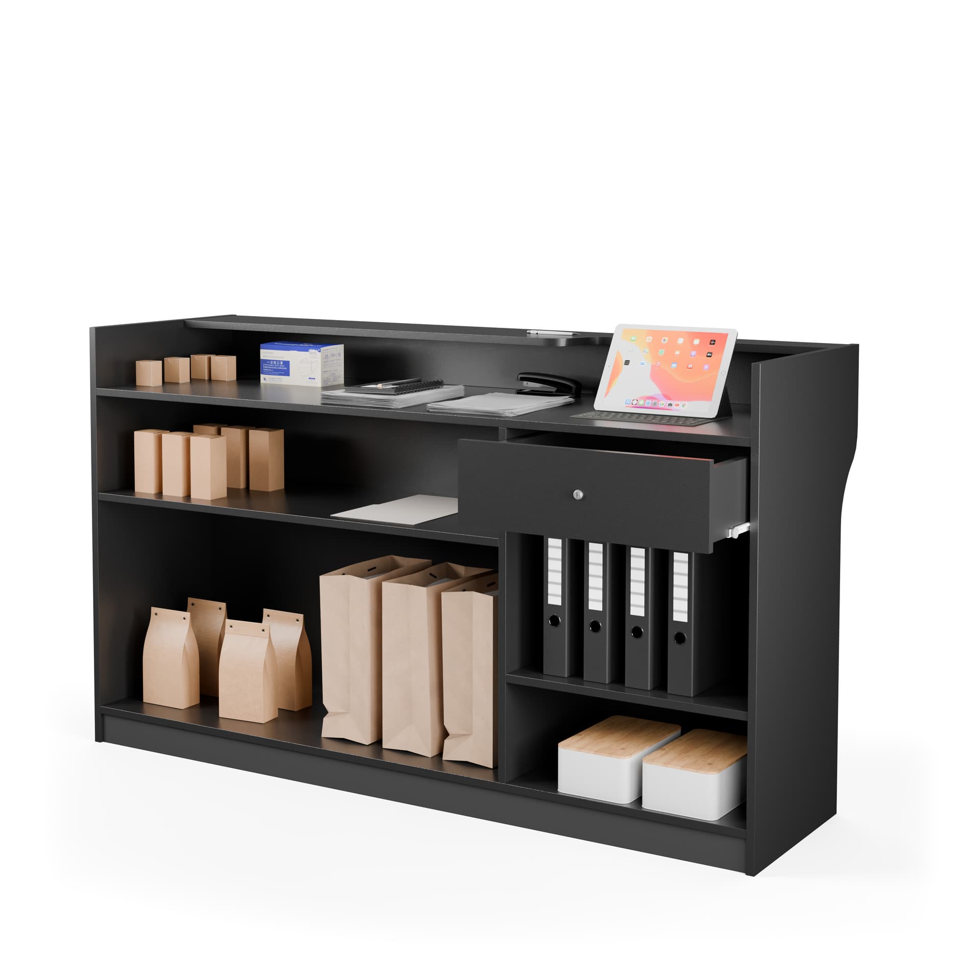 Retail sales counter with ample storage