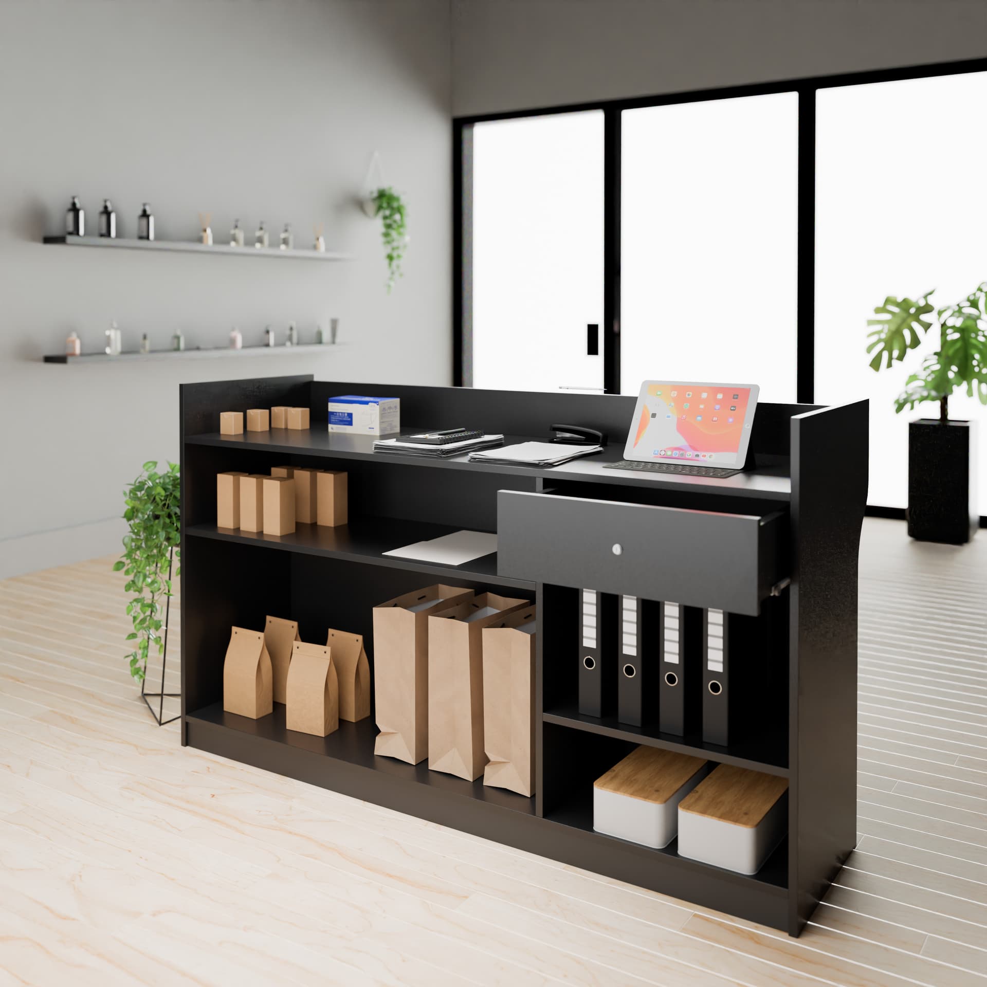 Retail sales counter in retail setting