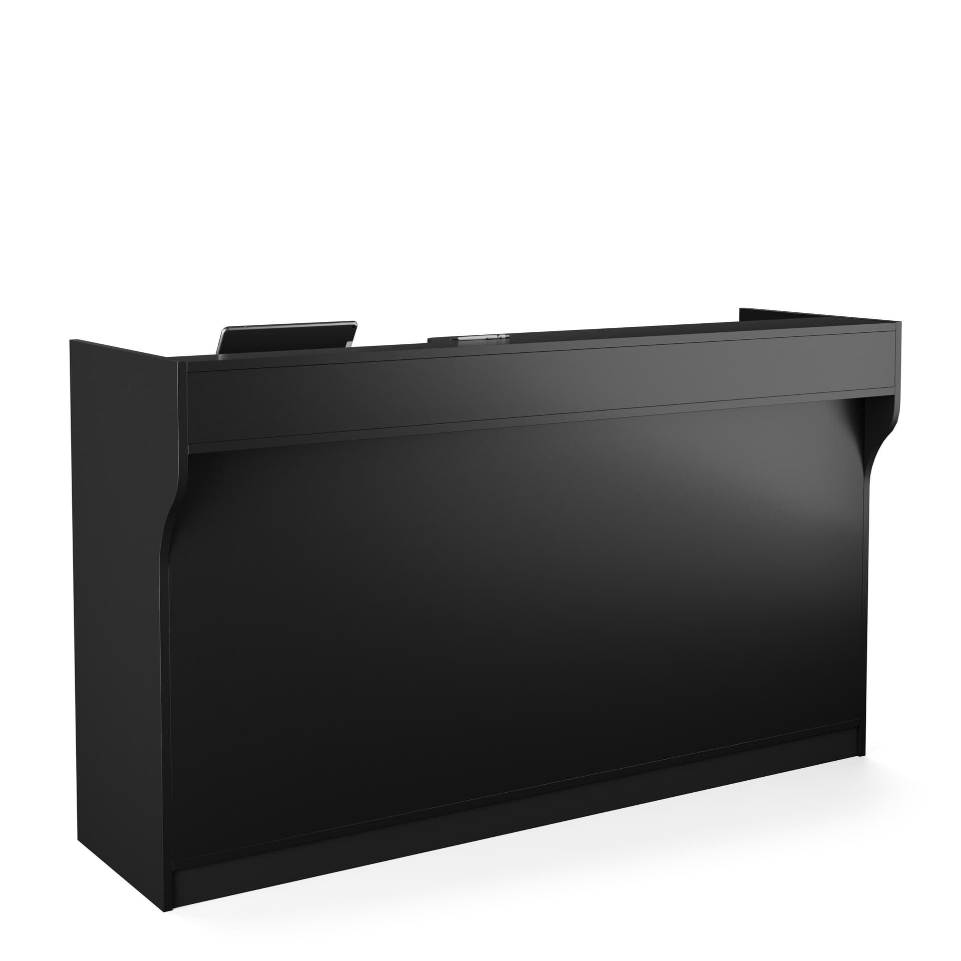 Retail sales counter with countertop ledge