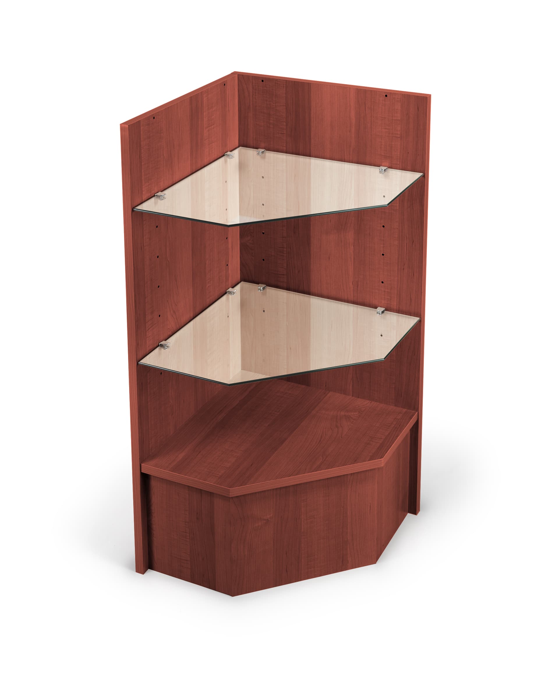 cherry corner cash wrap with adjustable shelves