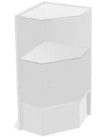 White Corner Display Case with (2) Open Front Tempered Glass Shelves White Corner Display Case