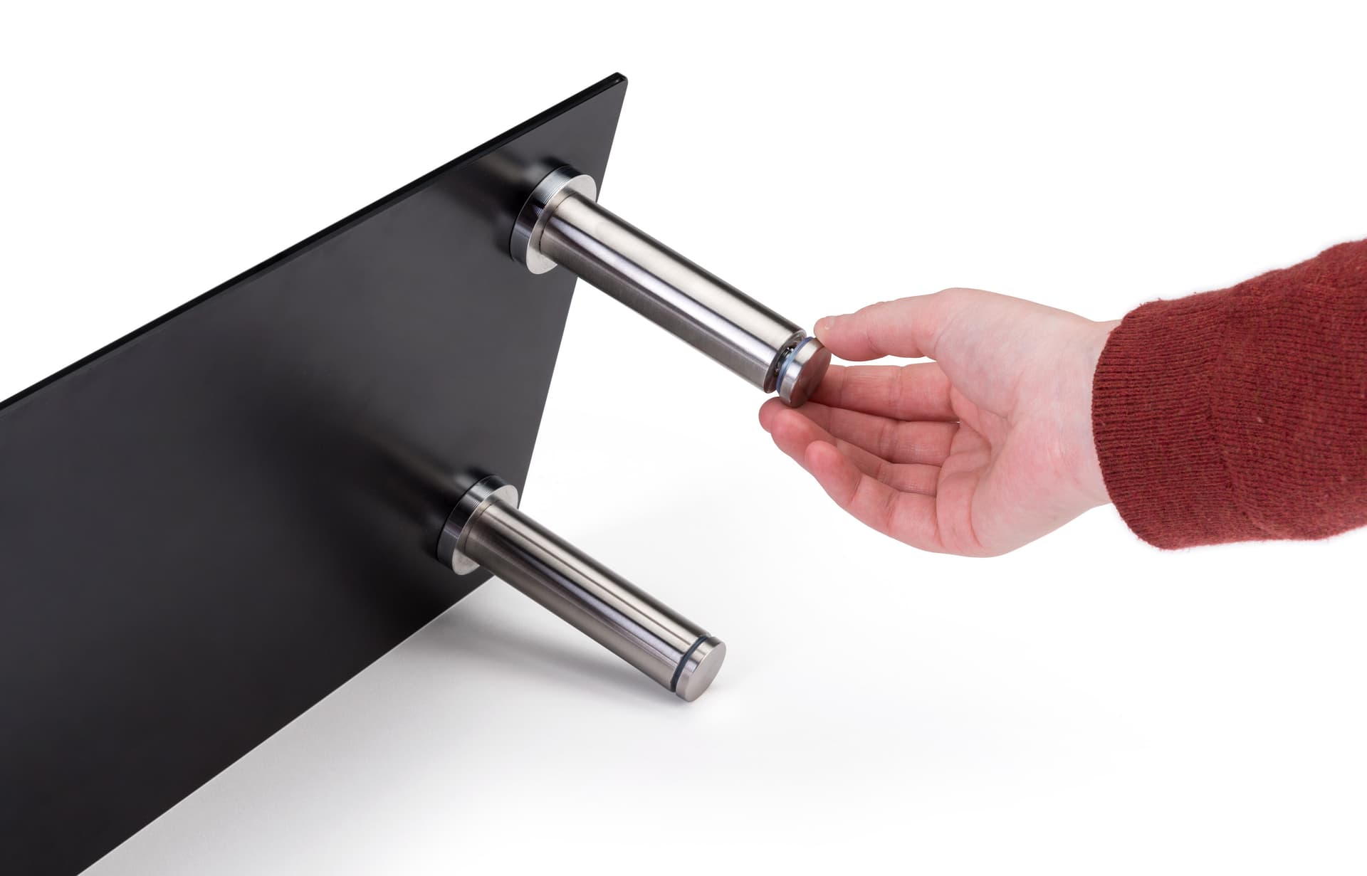 Black glass desk riser with levelers