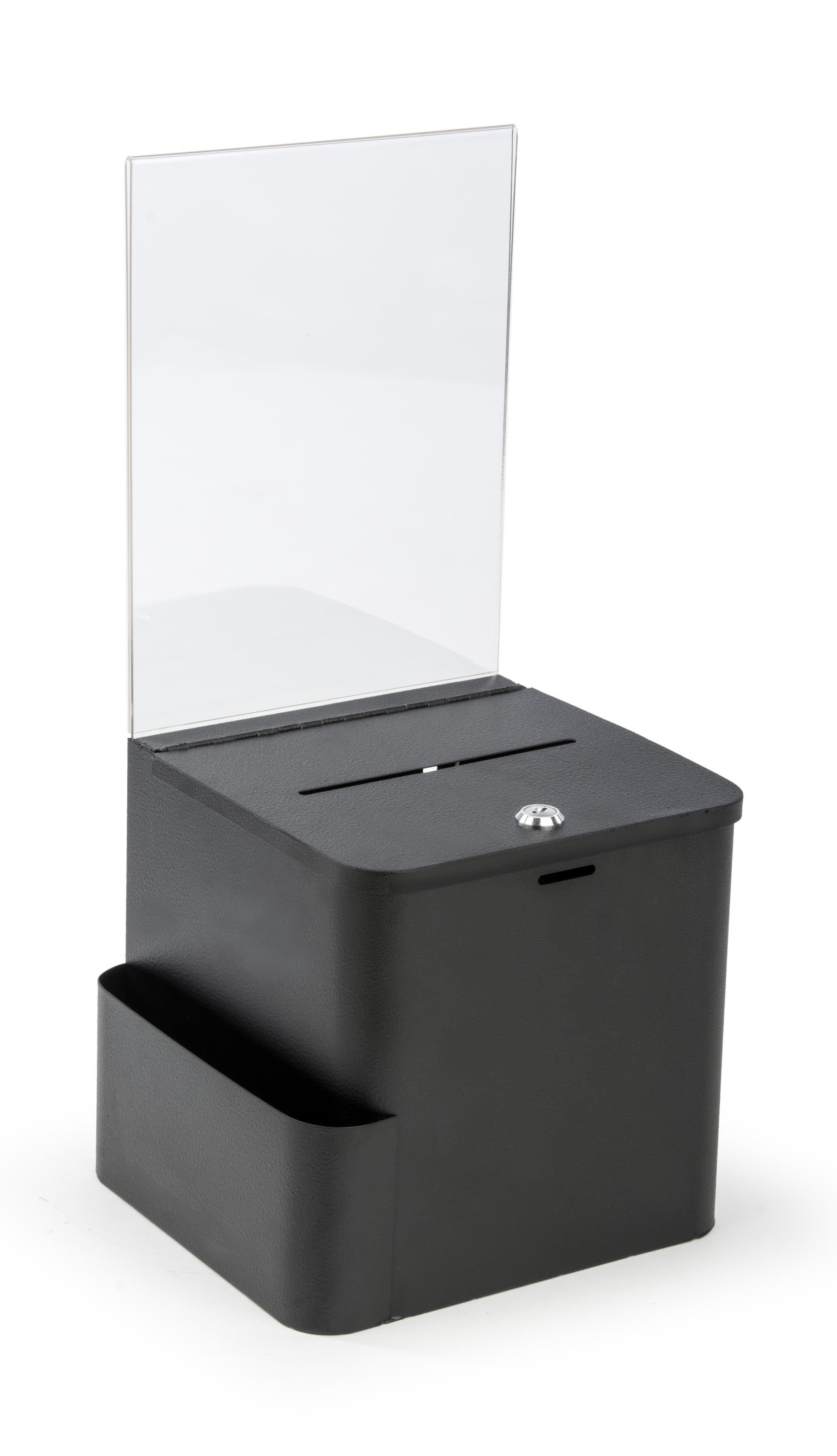 Black Ballot Box with Sign Holder