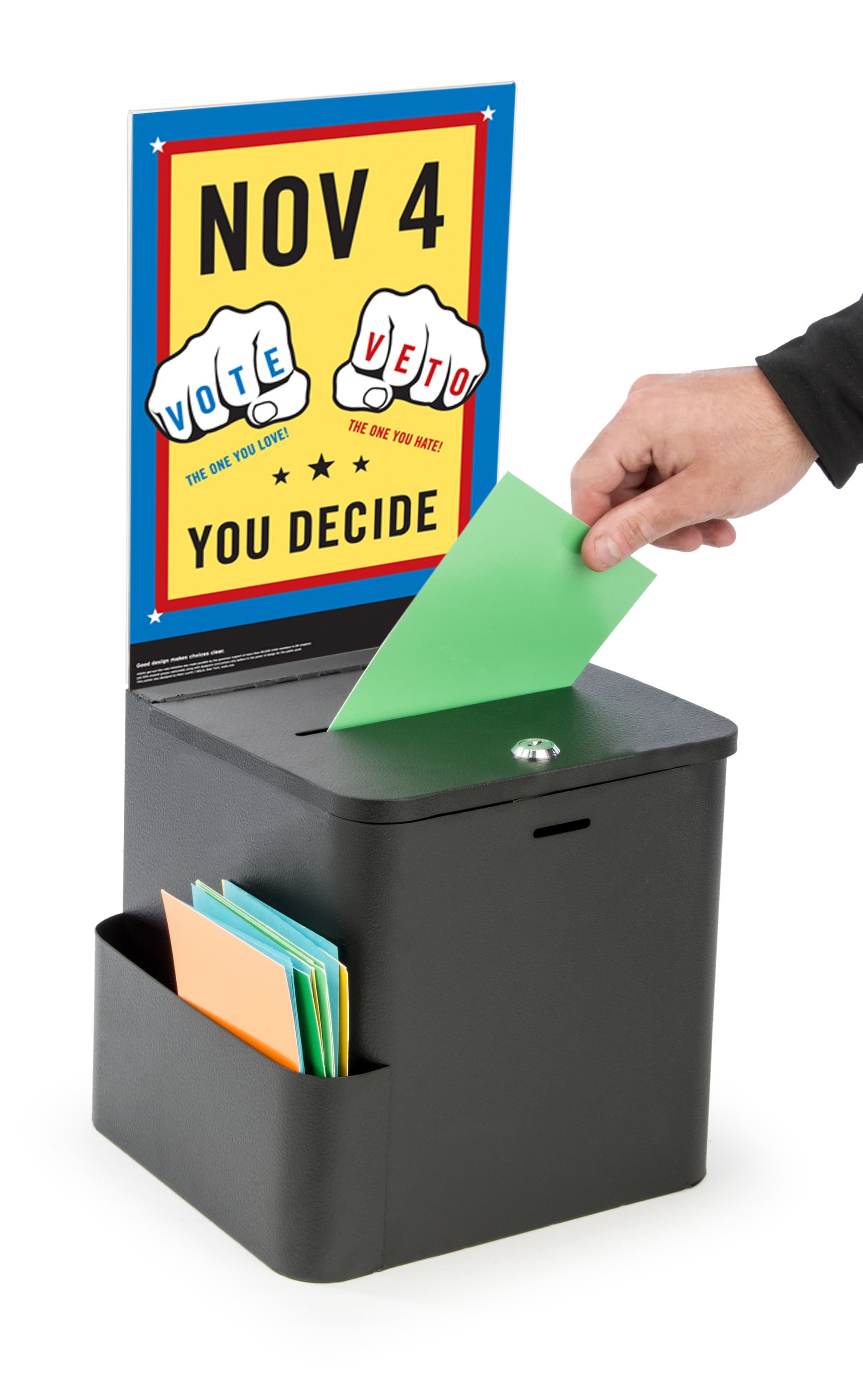 Black Ballot Box with Sign Holder