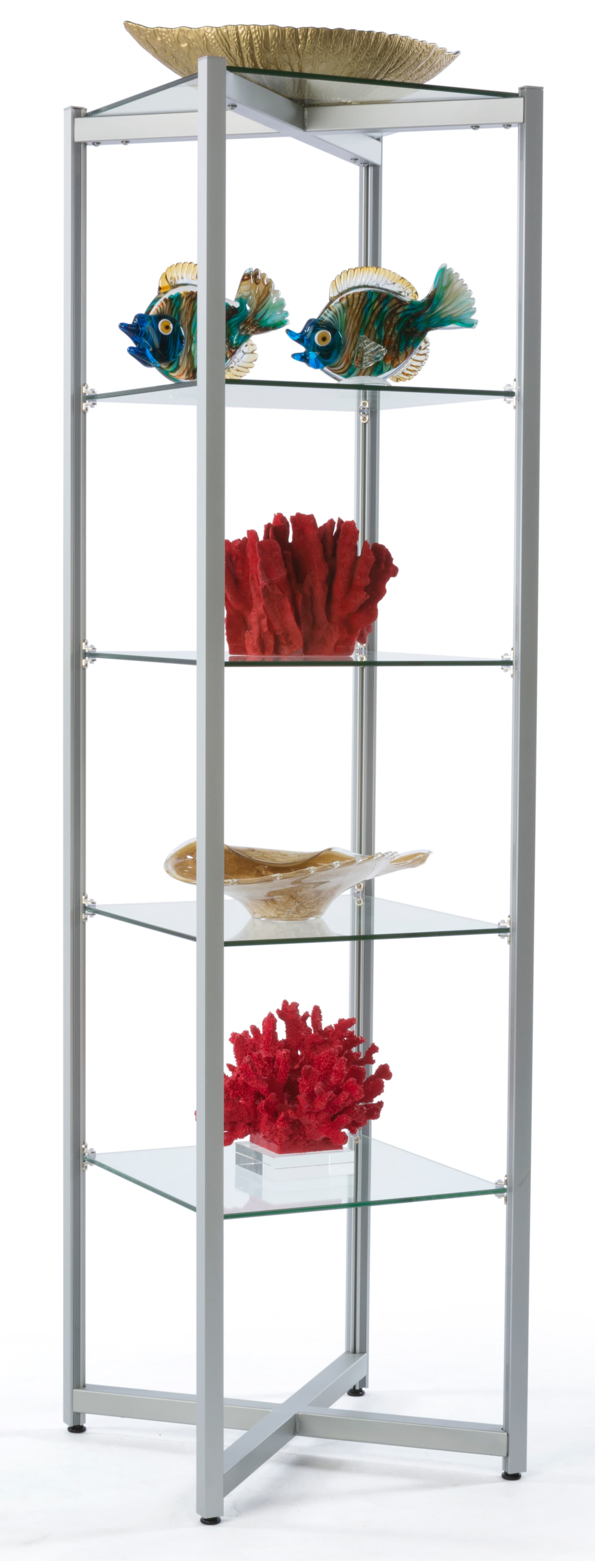 5 Level Glass Tower Shelves