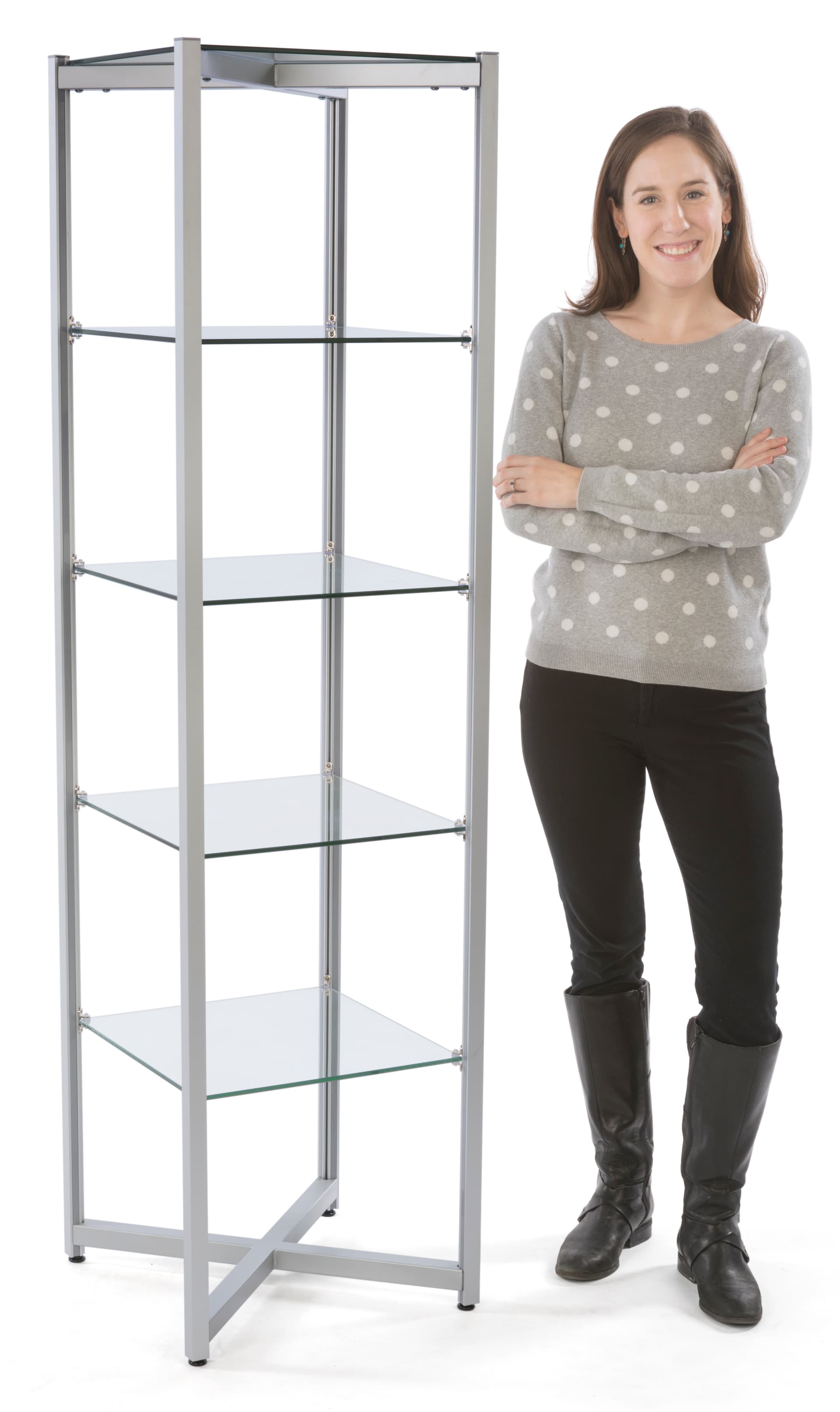 68" Tall Glass Tower Shelves