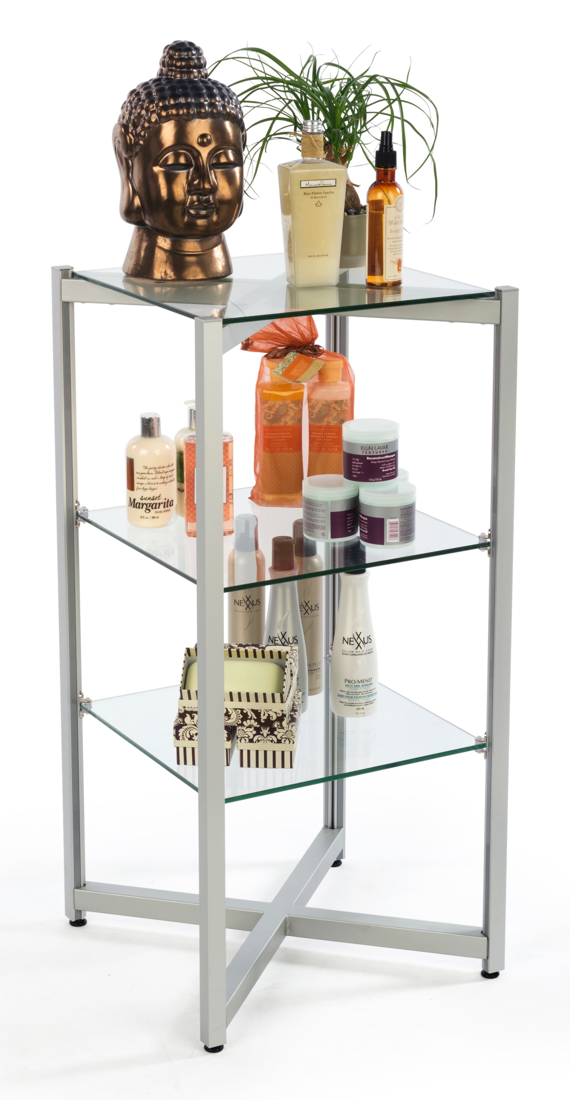 3 Level Tiered Glass Shelving Display