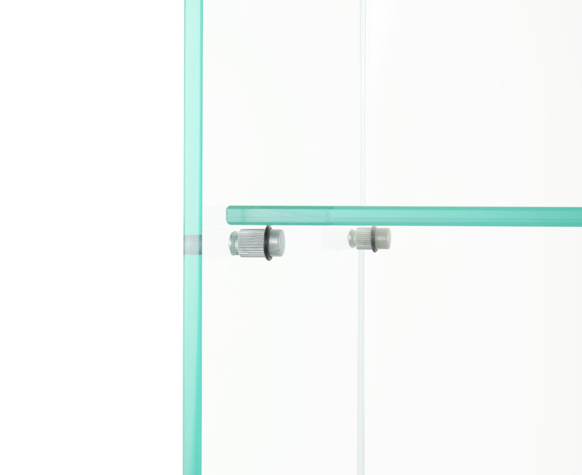 Glass curio cabinet with fixed shelves
