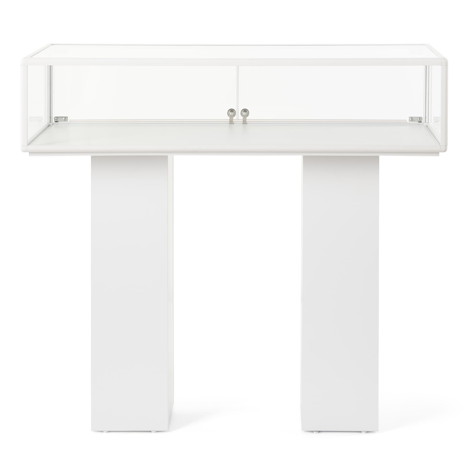 Table display case with locking doors