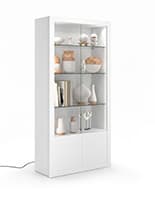 White display cabinet with glass doors and tempered glass shelves