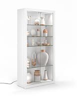 39" Retail Glass Display Cabinet with Glass Doors, LED Lighting, Locking - White Retail glass display cabinet with tempered glass