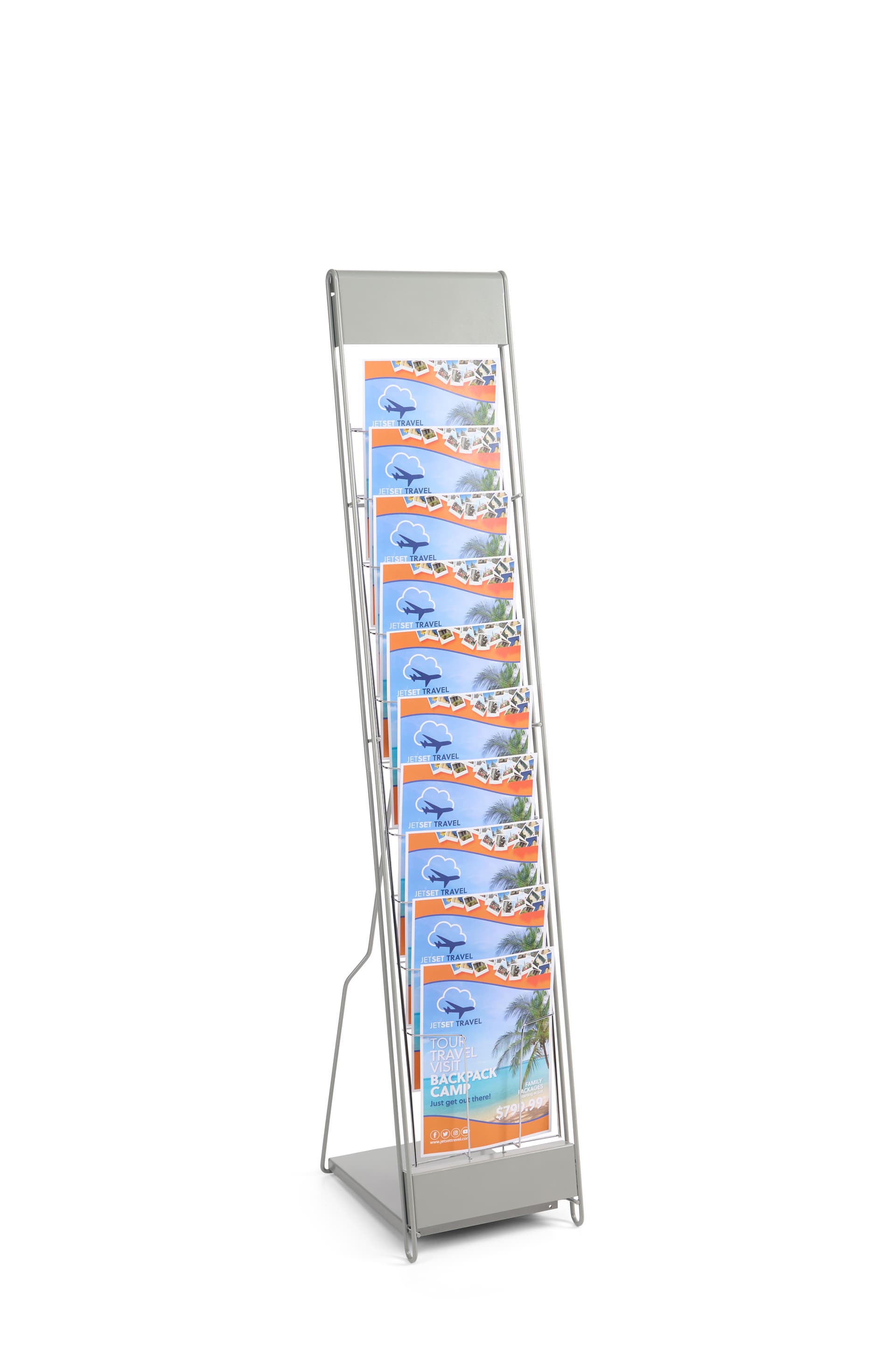 Floor Standing Silver Magazine Rack